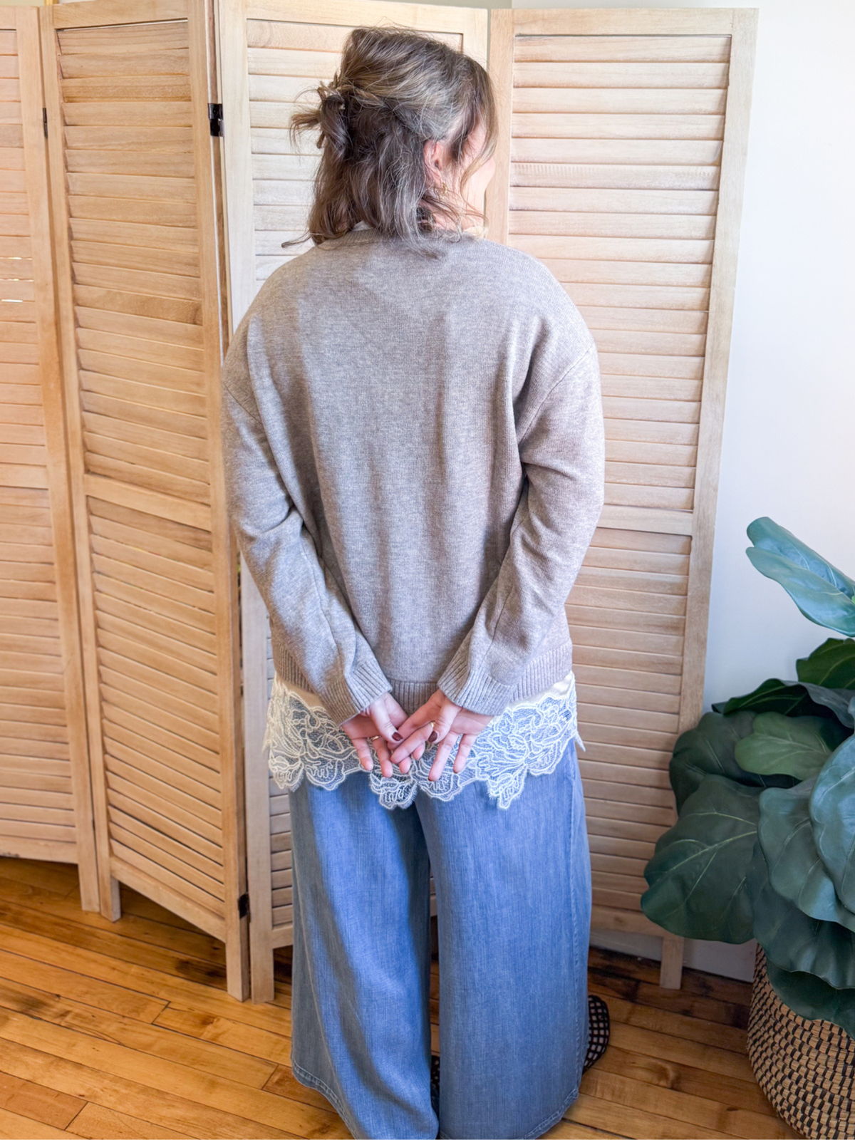 Breanne Lace Trim Sweater