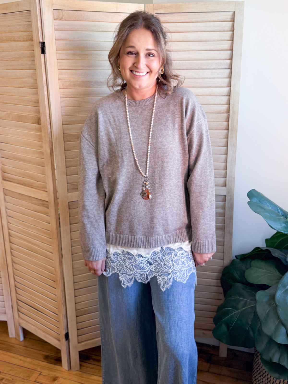 Breanne Lace Trim Sweater