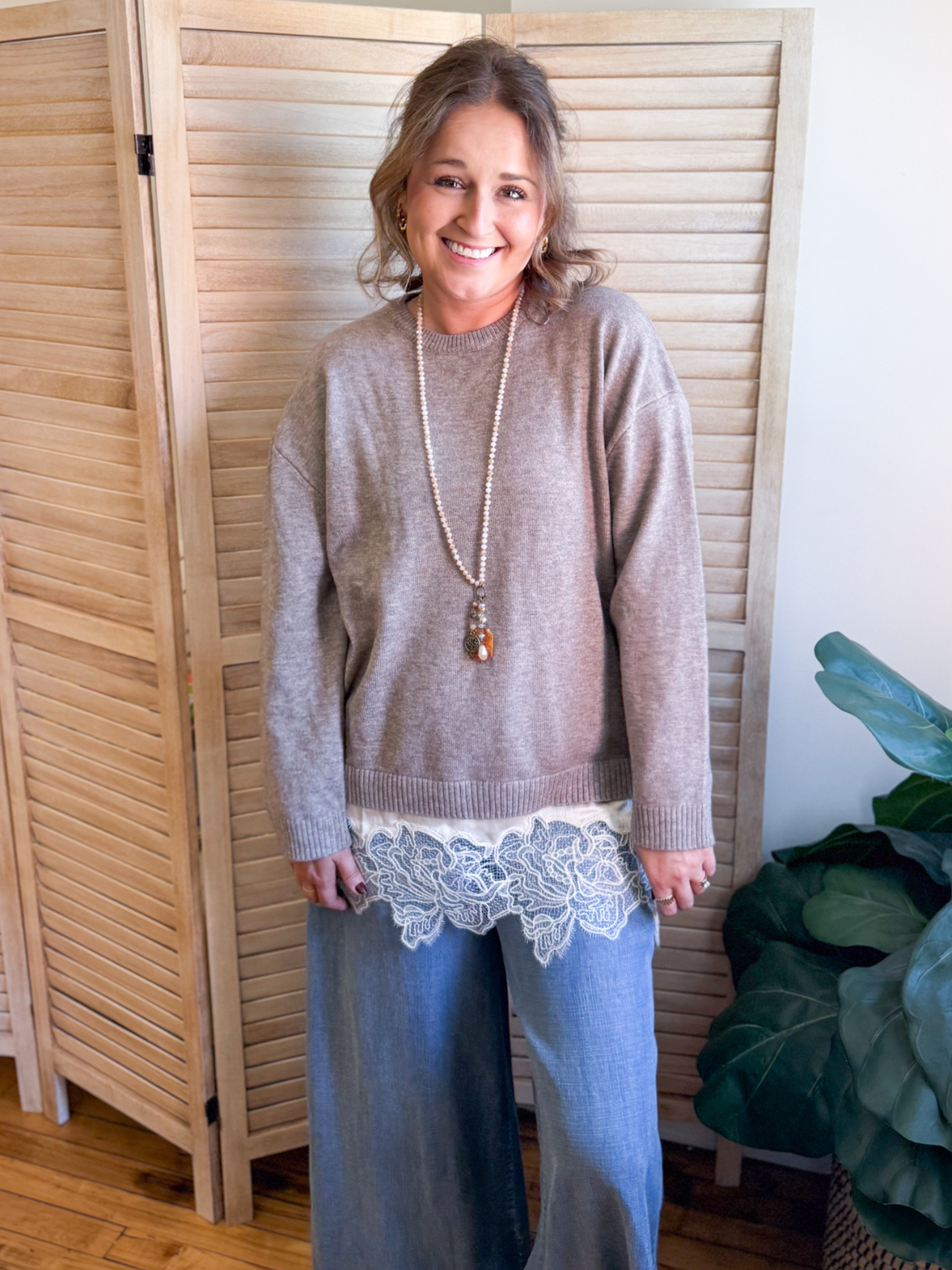Breanne Lace Trim Sweater