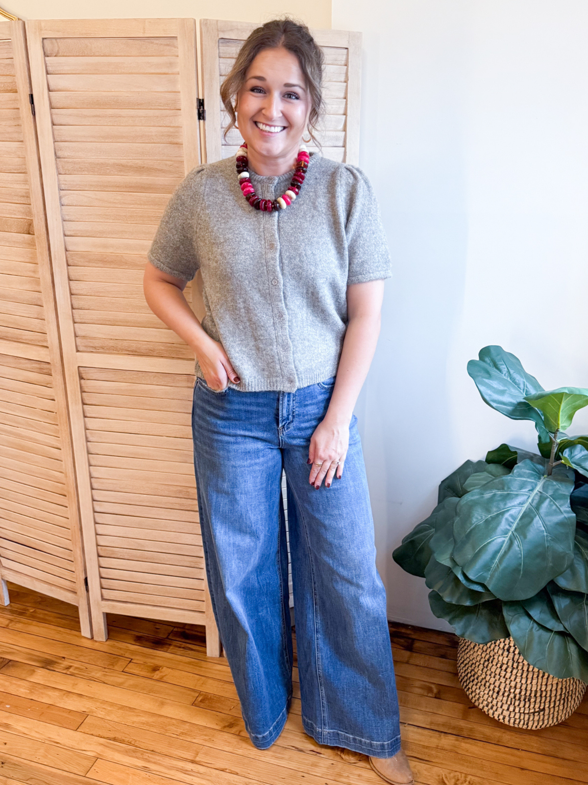 Layne Short Puff Sleeve Cardigan