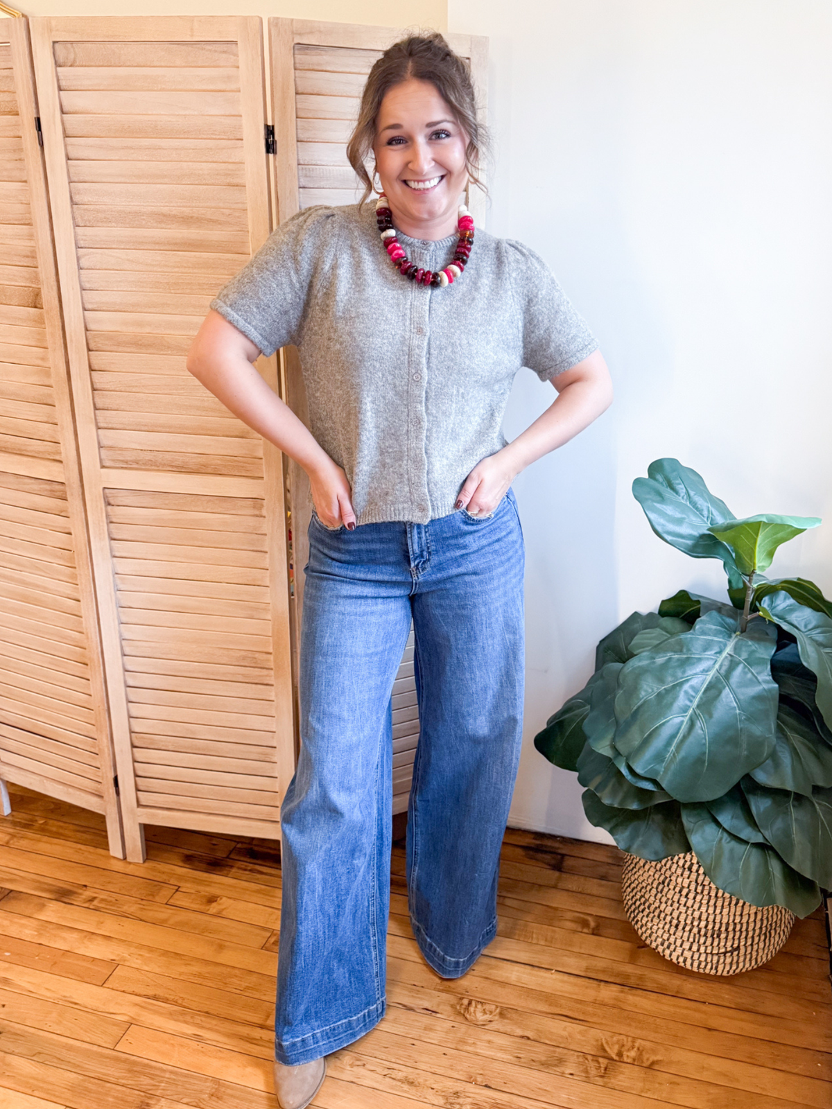 Layne Short Puff Sleeve Cardigan
