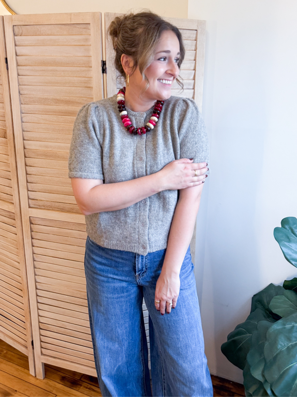 Layne Short Puff Sleeve Cardigan