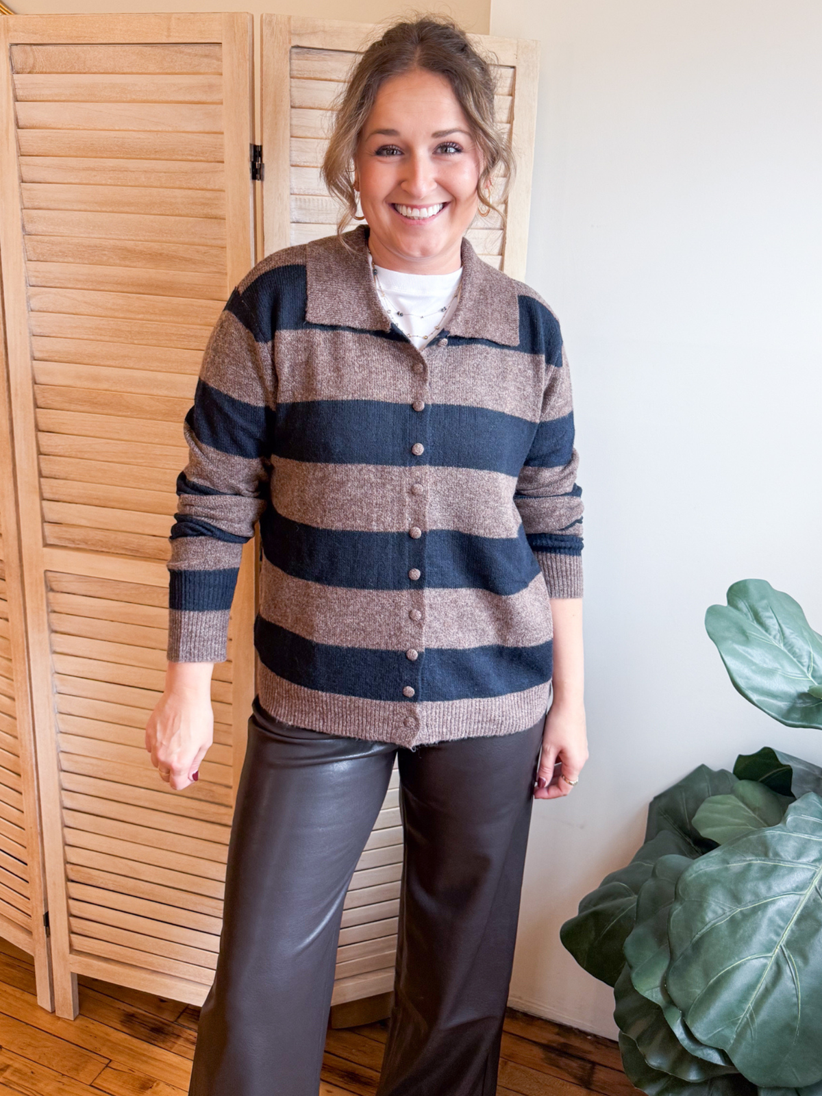 Romy Striped Long Sleeve Cardigan