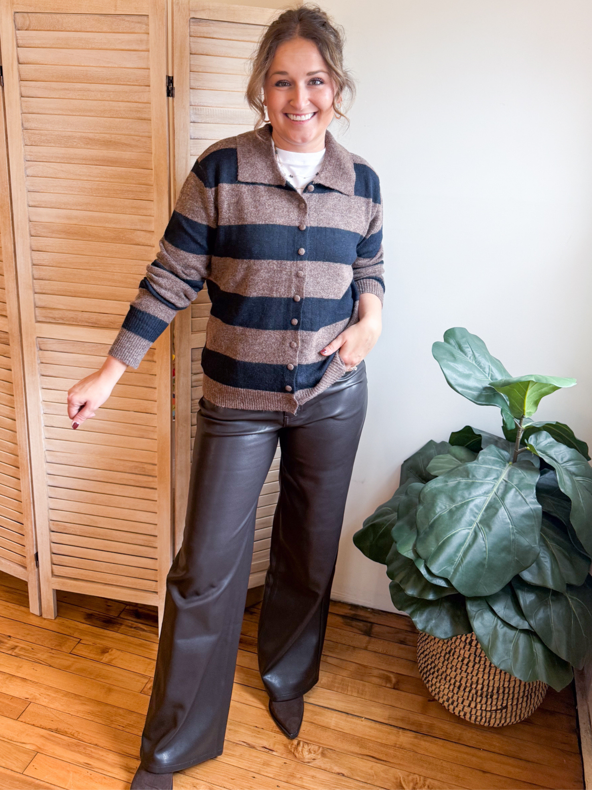 High Rise Wide Leg Faux Leather Pants