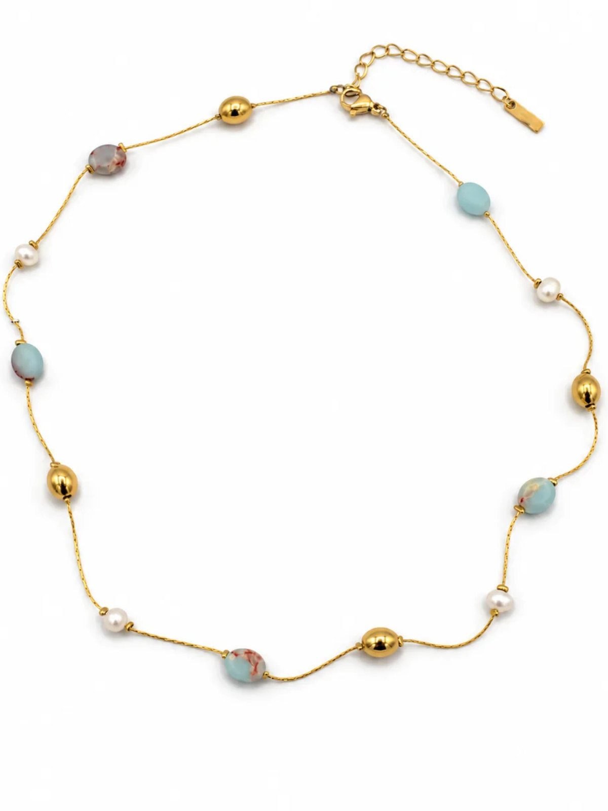 Stone & Pearl Beaded Necklace