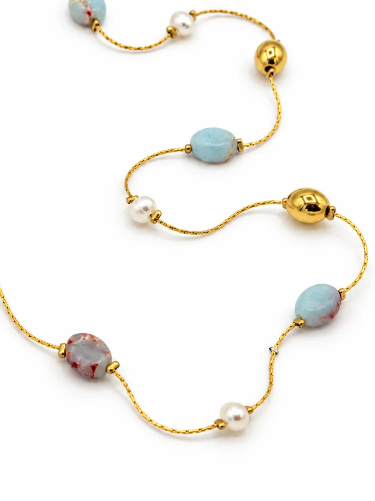 Stone & Pearl Beaded Necklace