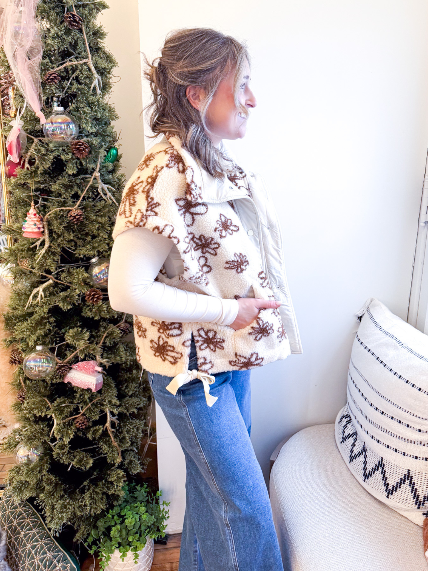 Valerie Flower Sherpa Vest