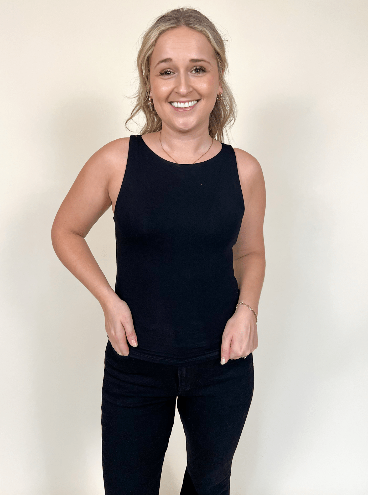 Boat Neck Everyday Tank - Black - The Collective Rose