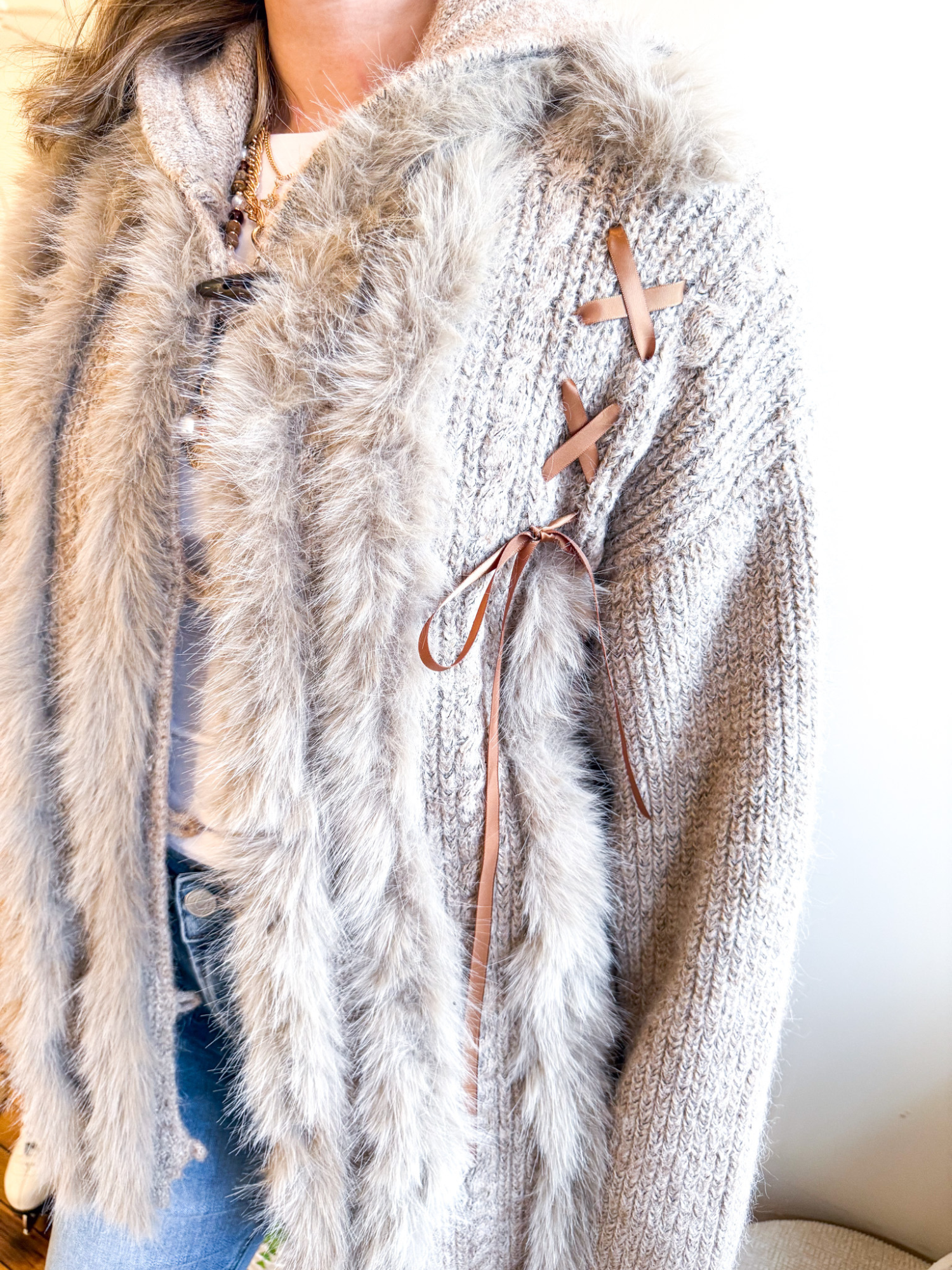 Kimberly Faux Fur Hooded Cardigan