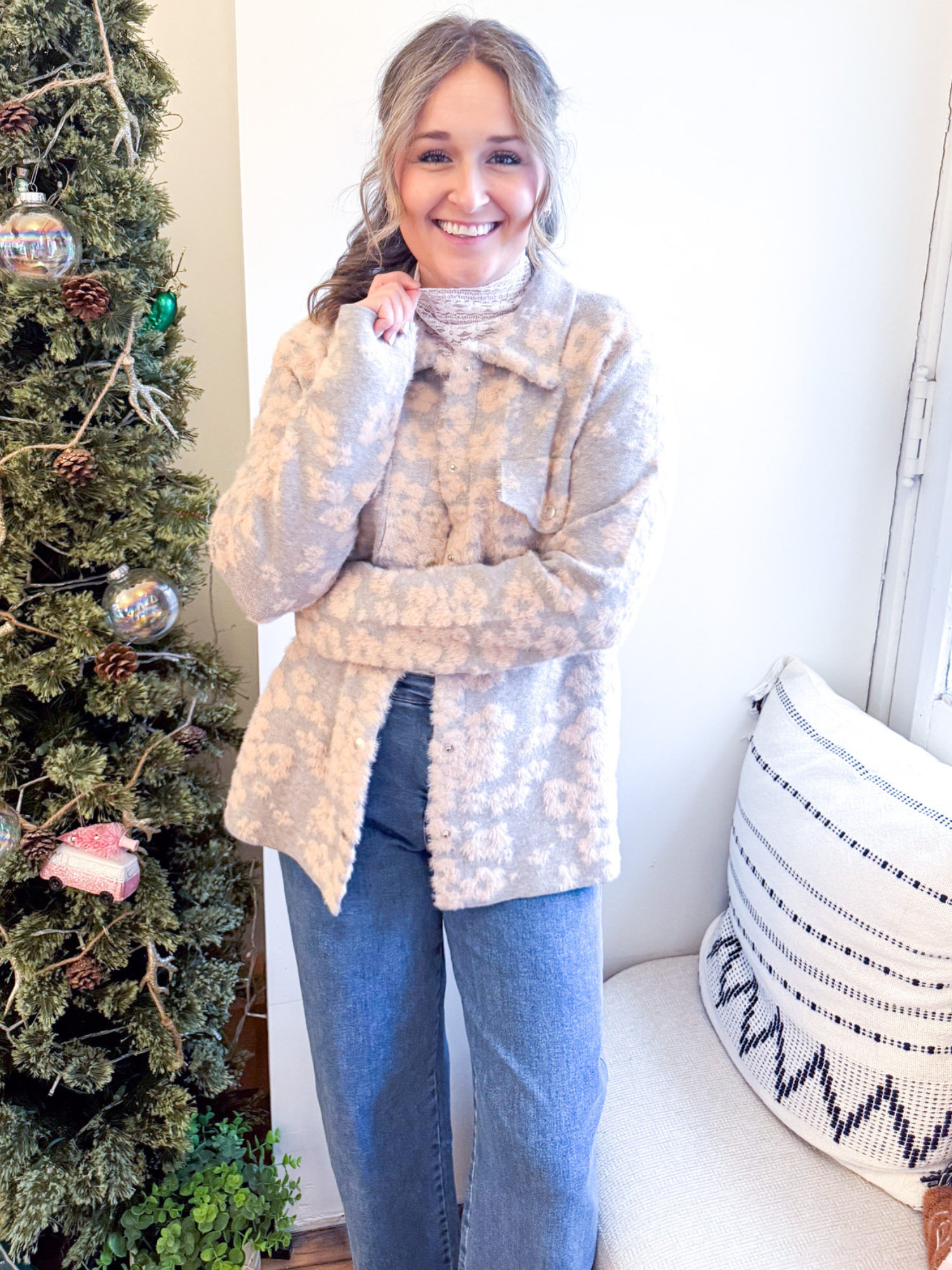 Livvy Floral Jacquard Sweater Jacket