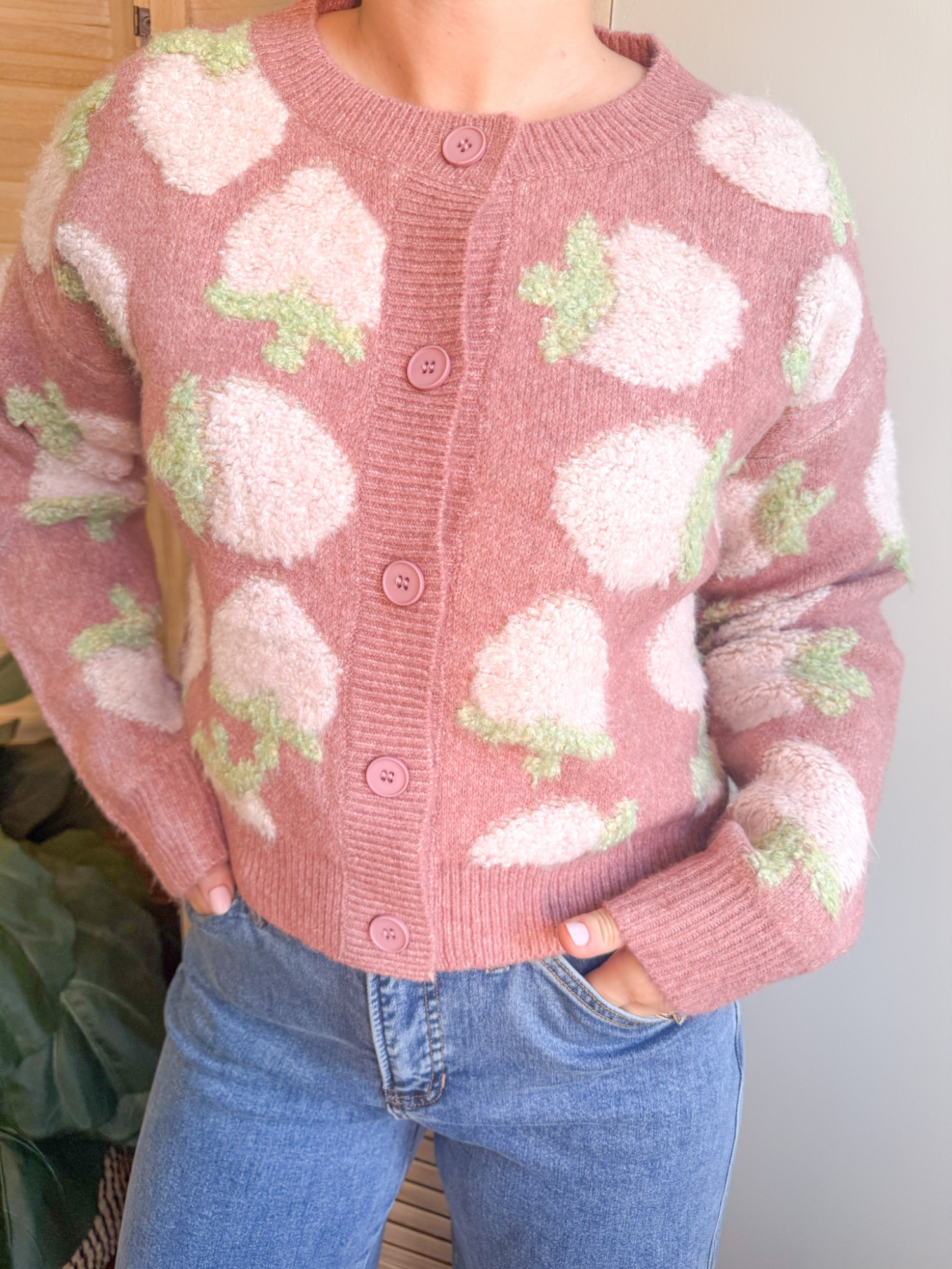 Sweet Strawberry Knit Cardigan - The Collective Rose