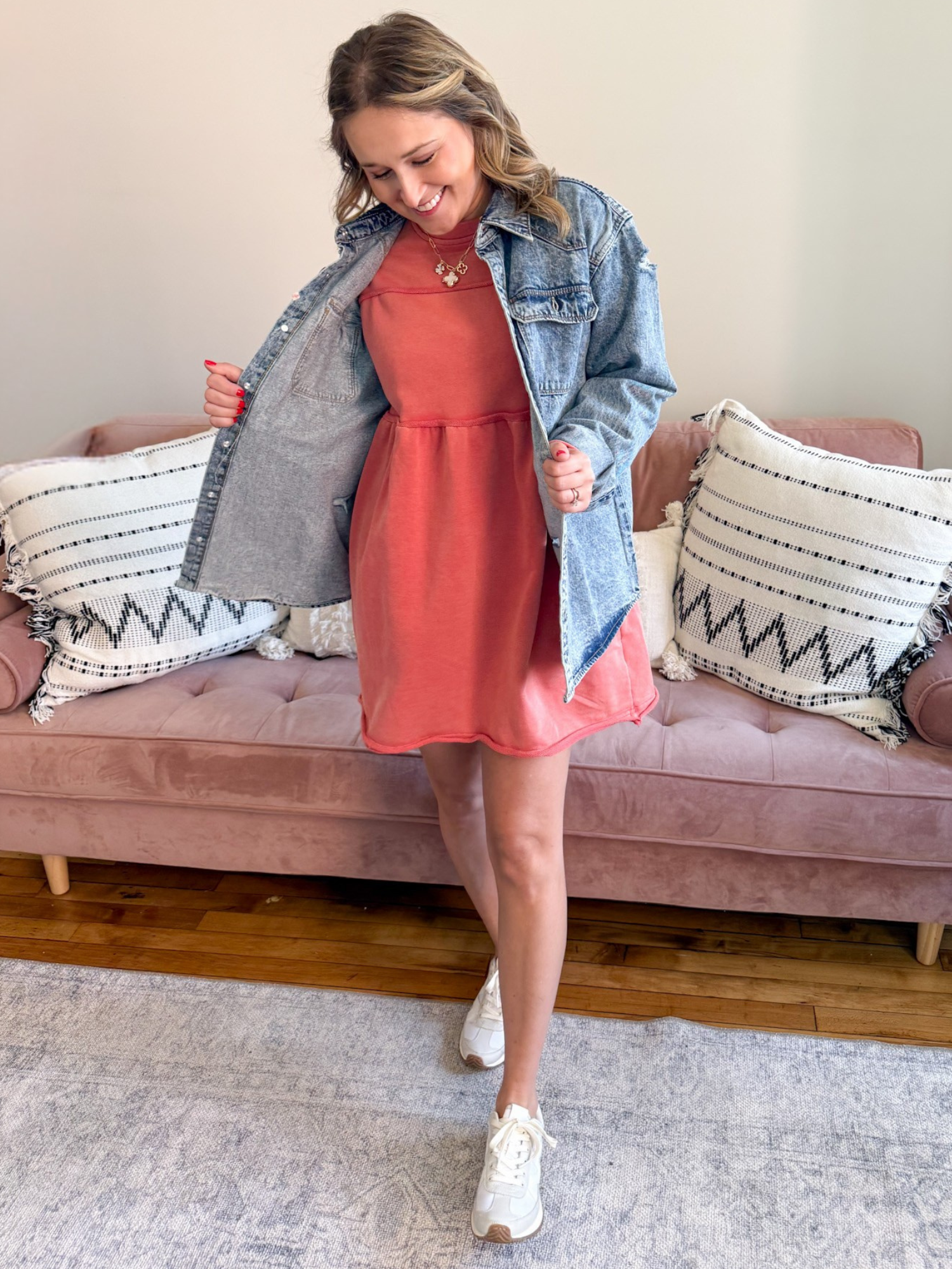 Rhiannon French Terry Mini Dress - The Collective Rose
