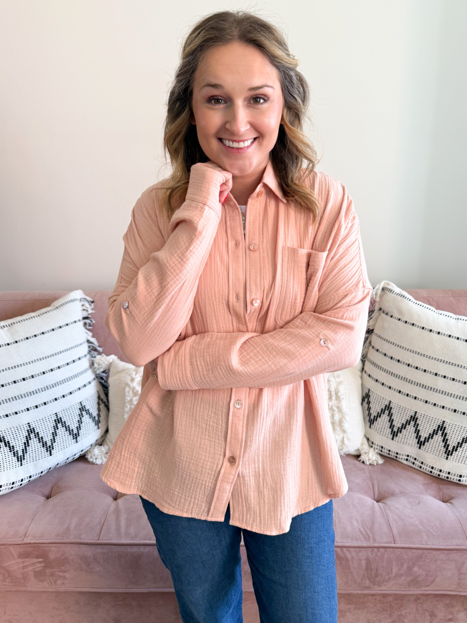 Brooks Gauze Button Down - The Collective Rose