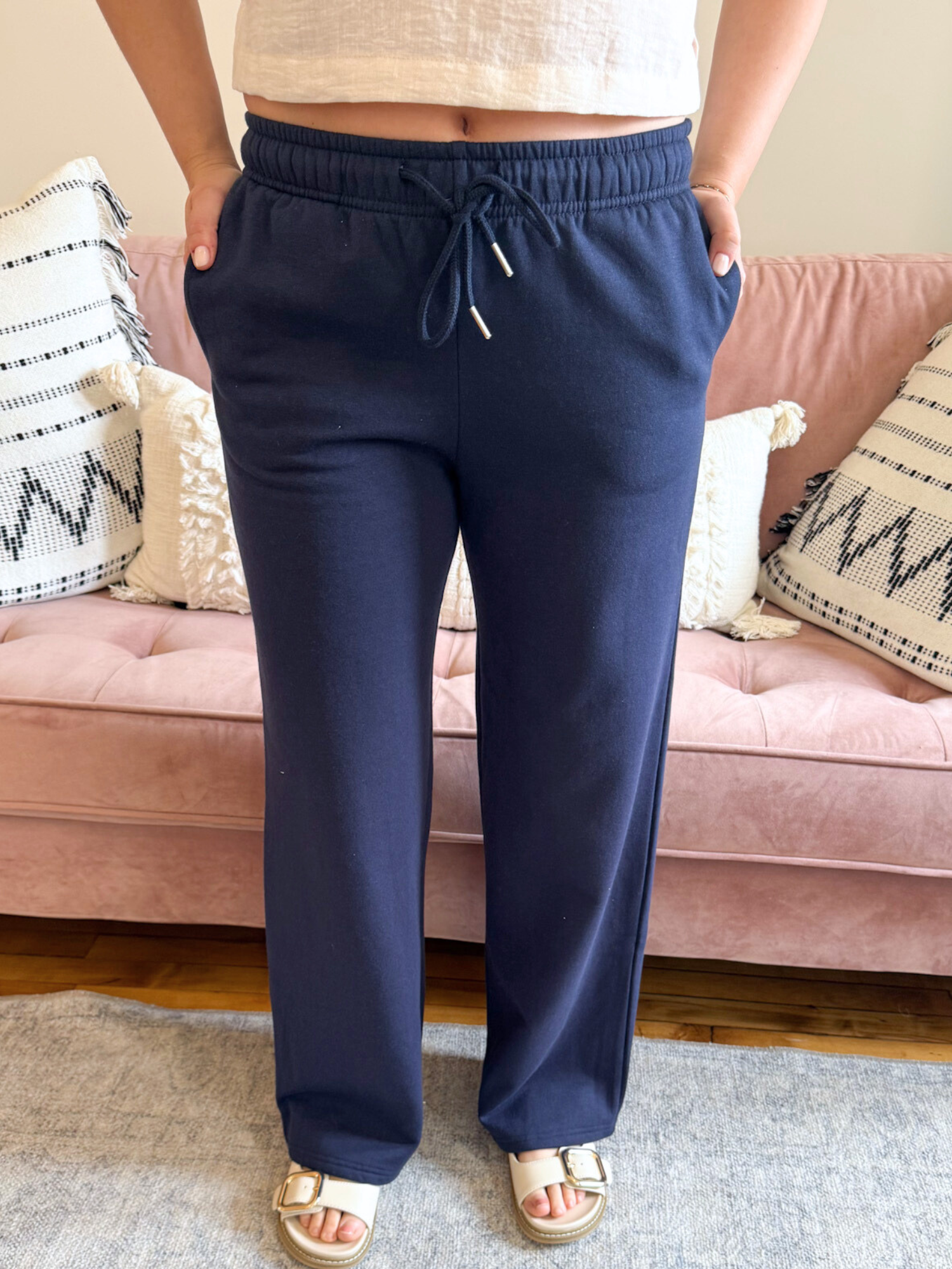 Reagan French Terry Pants - Navy - The Collective Rose