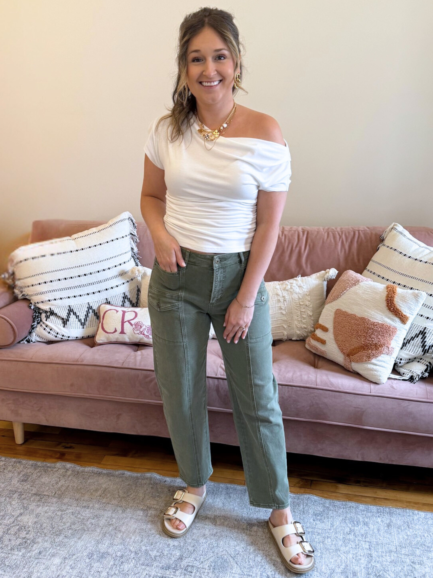 High Rise Tapered Cargo Jeans - The Collective Rose