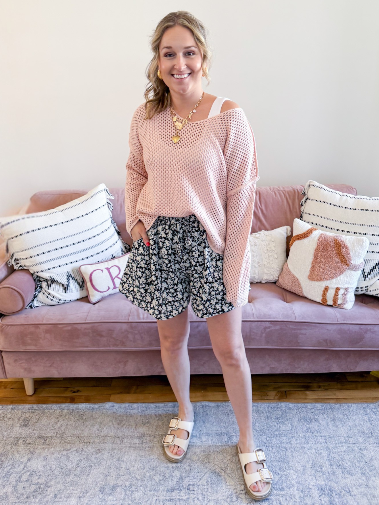 Joanna Knit Sweater - Peach - The Collective Rose