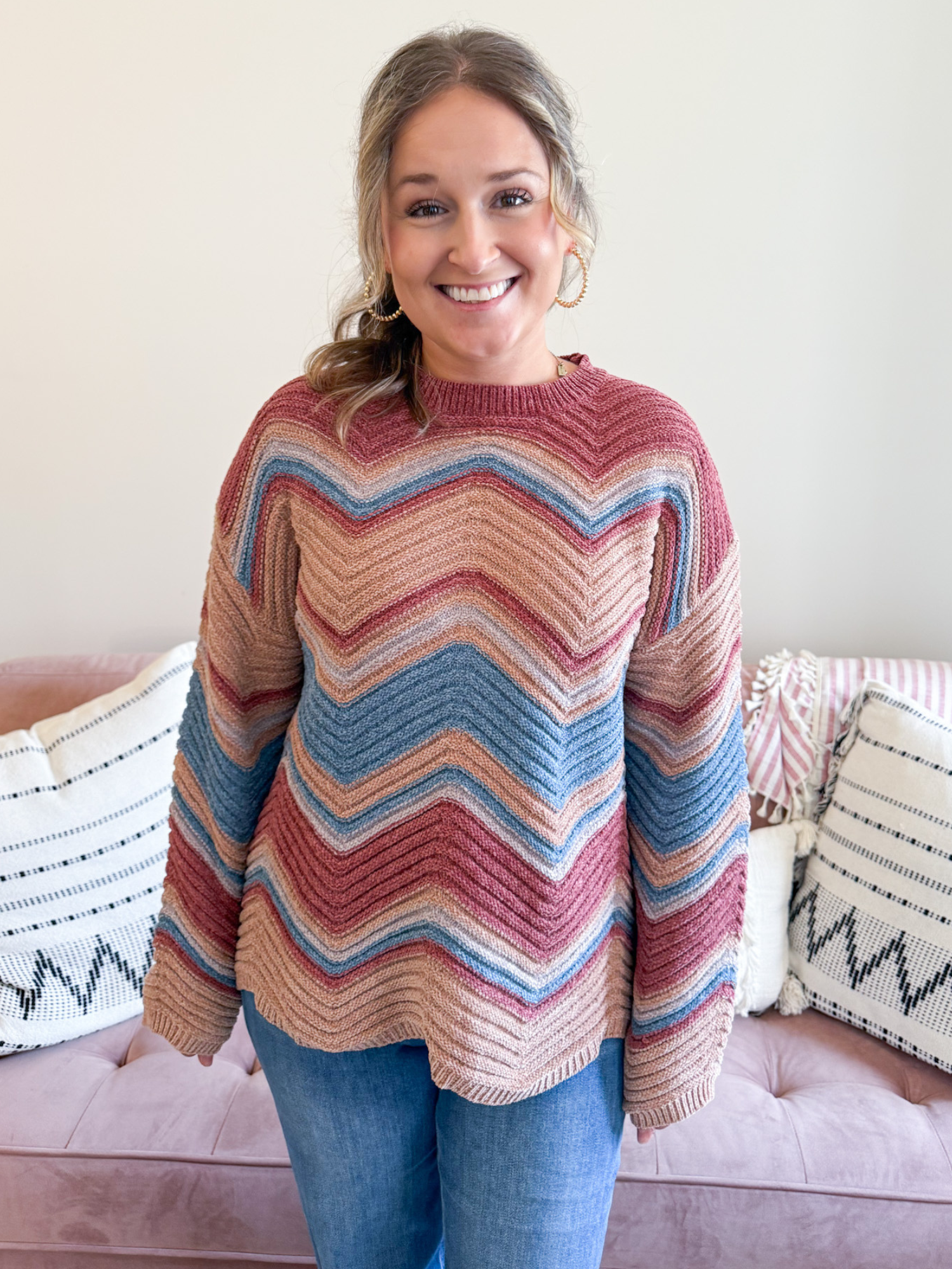 Ayla Zig Zag Sweater - The Collective Rose