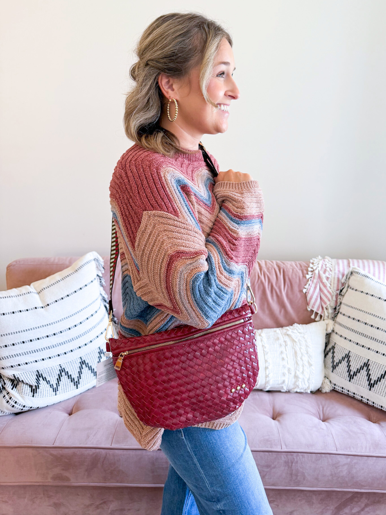 Westlyn Woven Bum Bag - Sangria - The Collective Rose