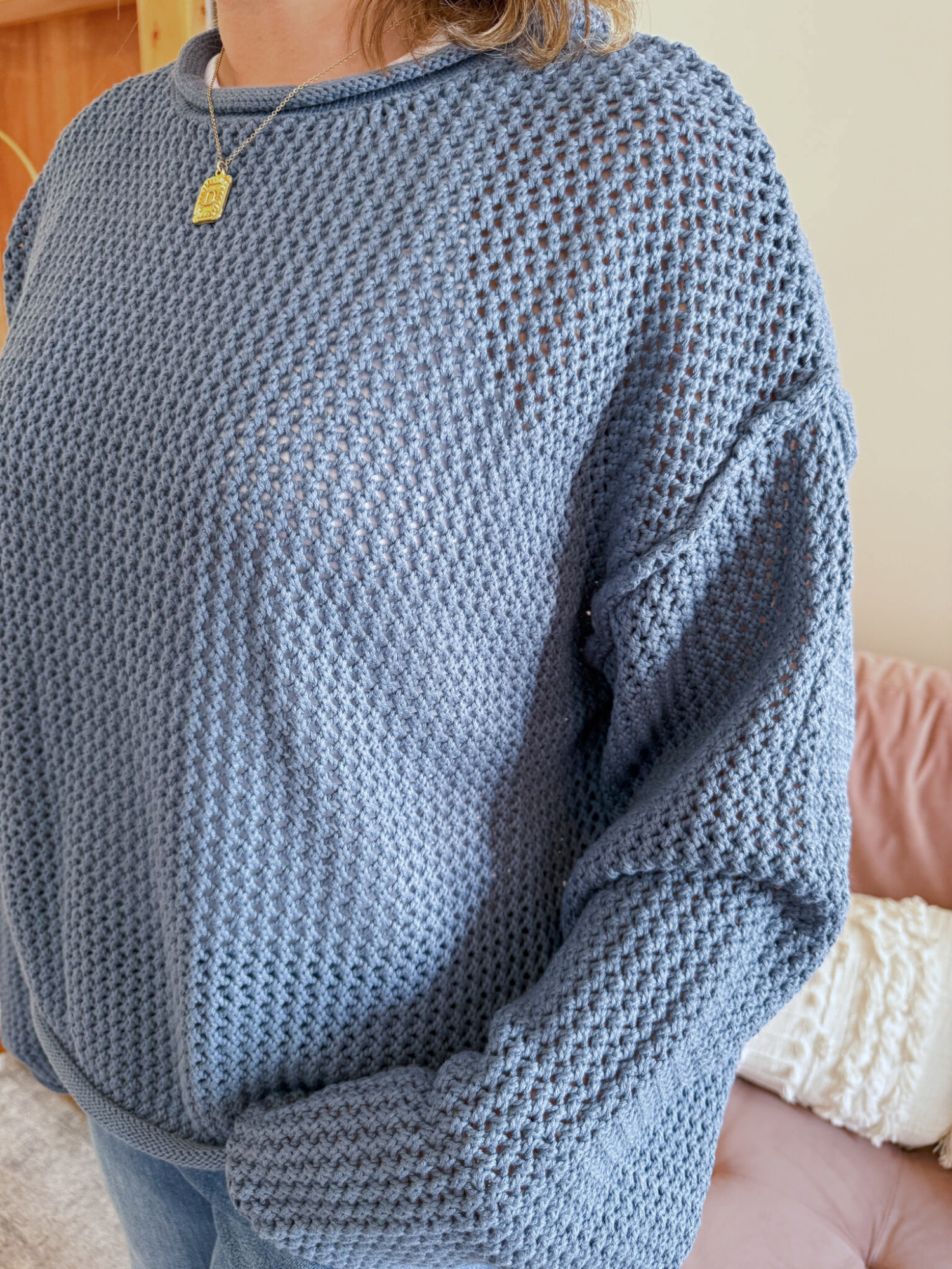Layne Open Knit Sweater - The Collective Rose