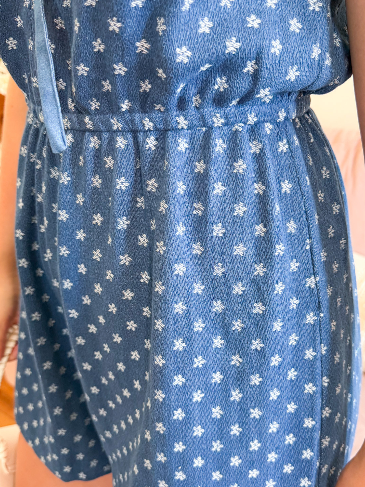 Hayden Flower Denim Romper - The Collective Rose