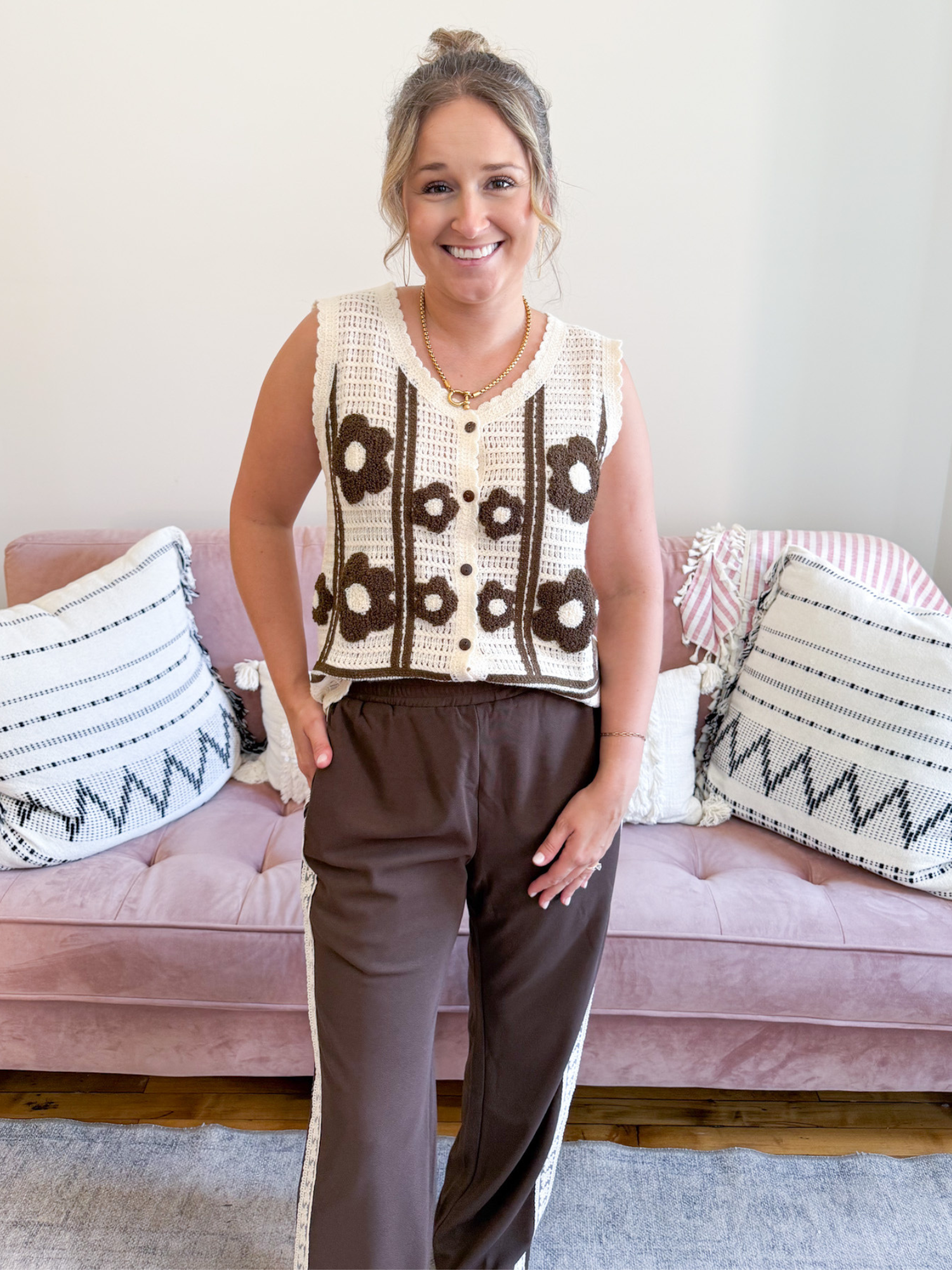 Jessa Crochet Sweater Vest - The Collective Rose