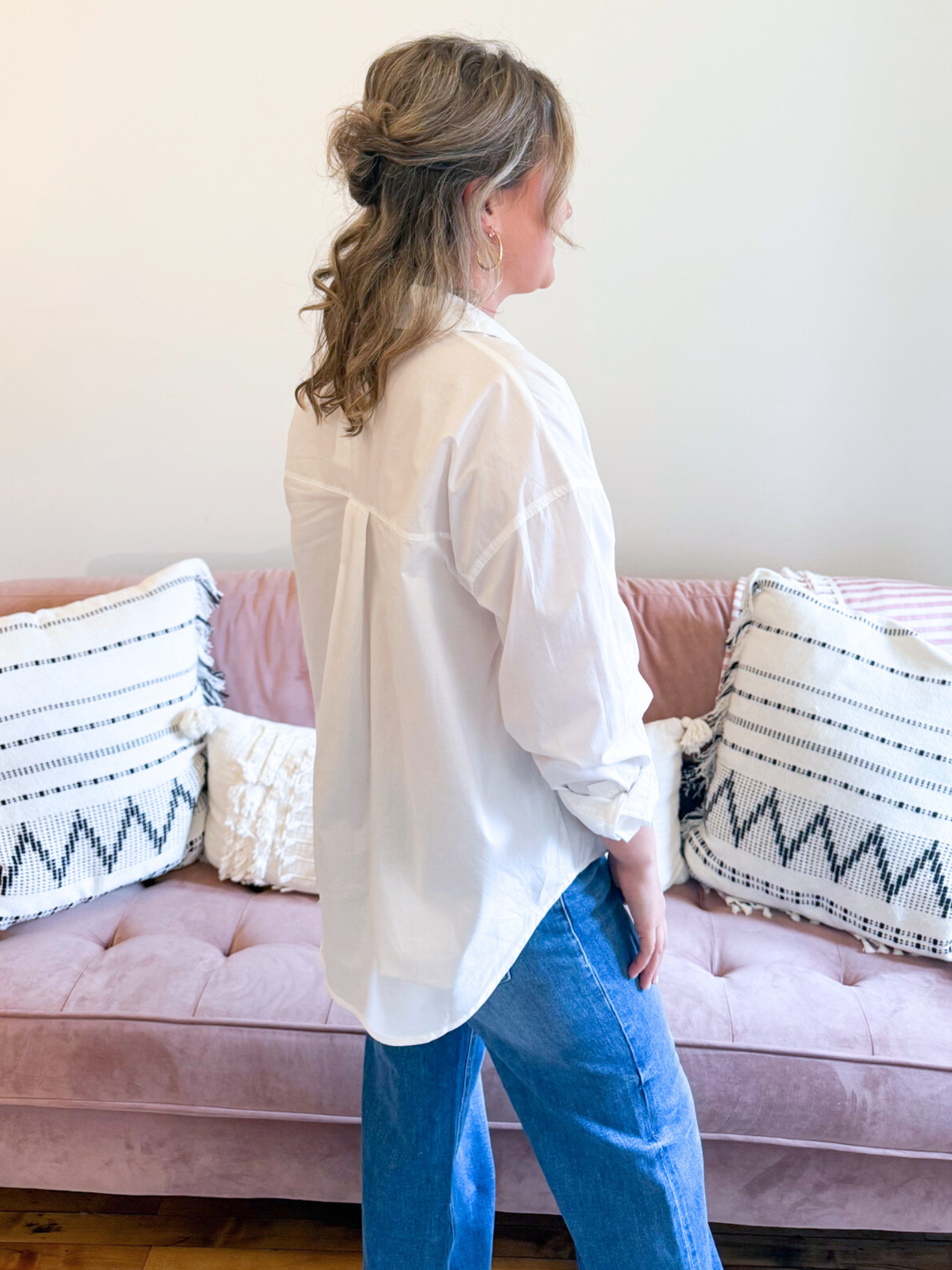 Gemma Oversized Poplin Button Up - The Collective Rose