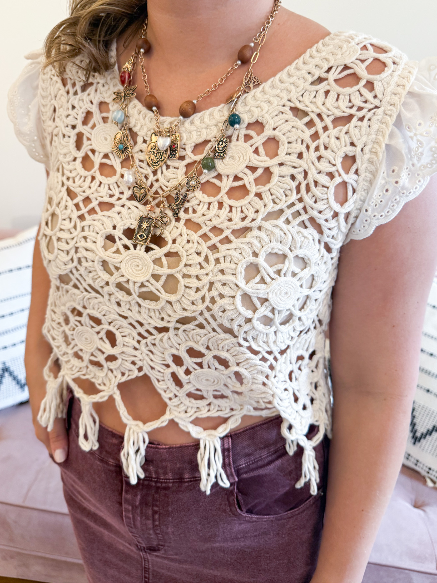 Emme Fringe Crochet Top - The Collective Rose