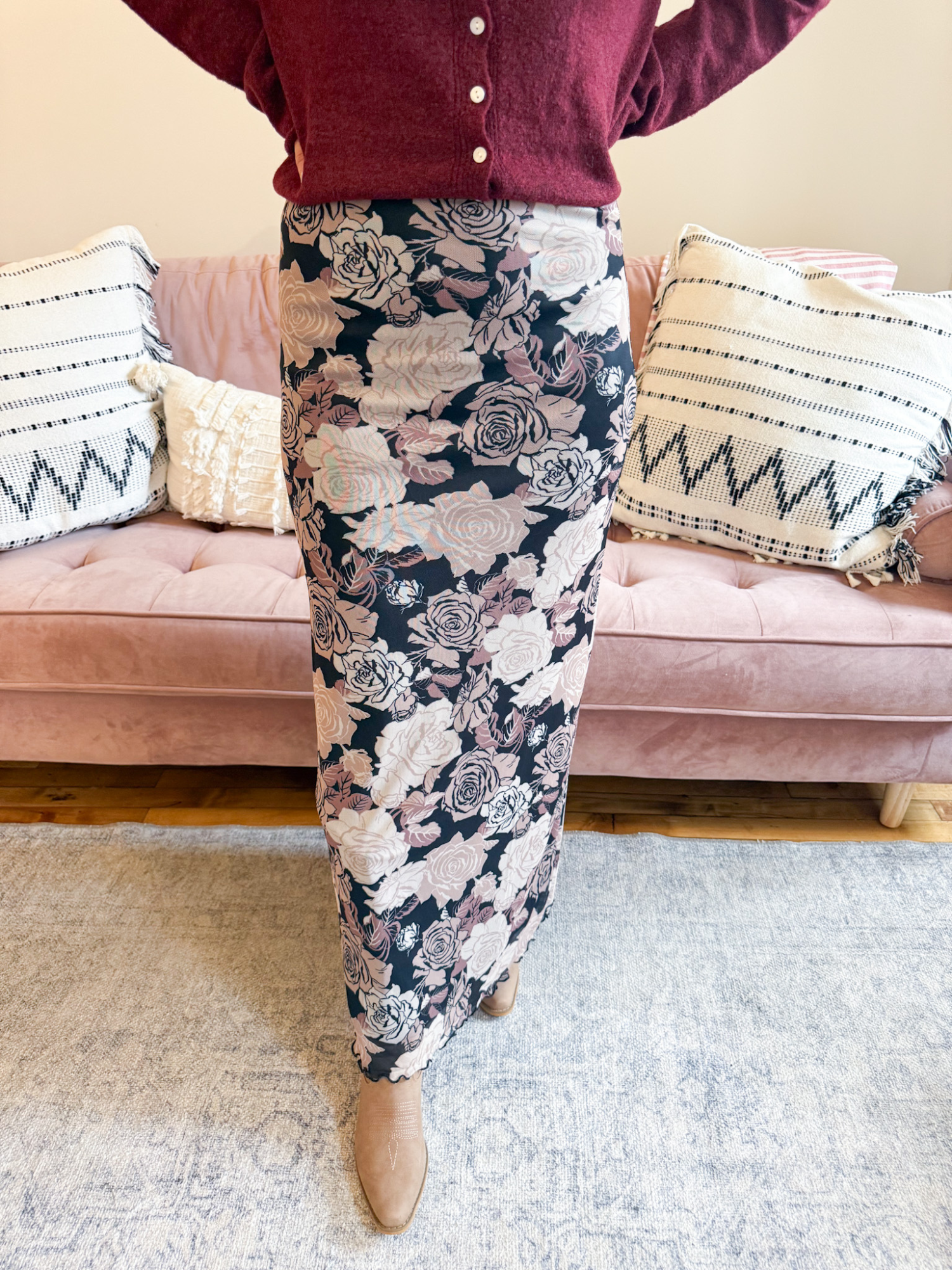 Stevie Floral Print Maxi Skirt - The Collective Rose