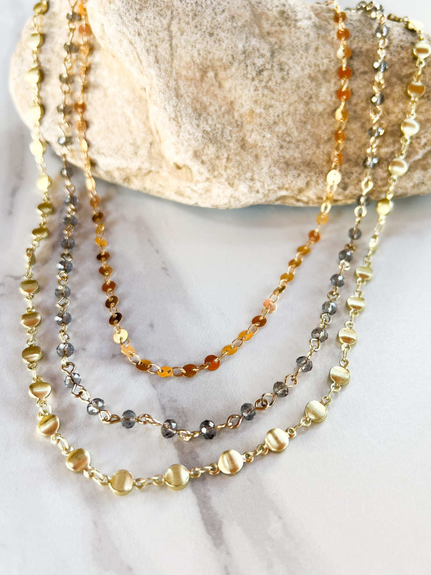 Trinity Layered Necklace - The Collective Rose