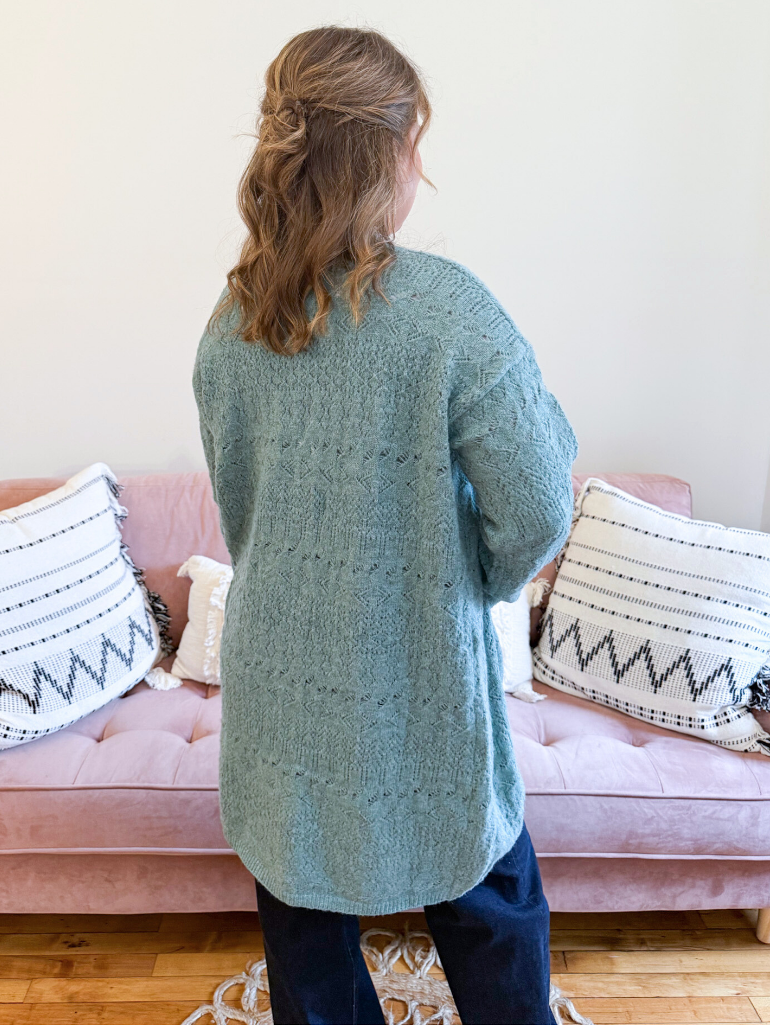 Jensen Pointelle Cardigan - The Collective Rose