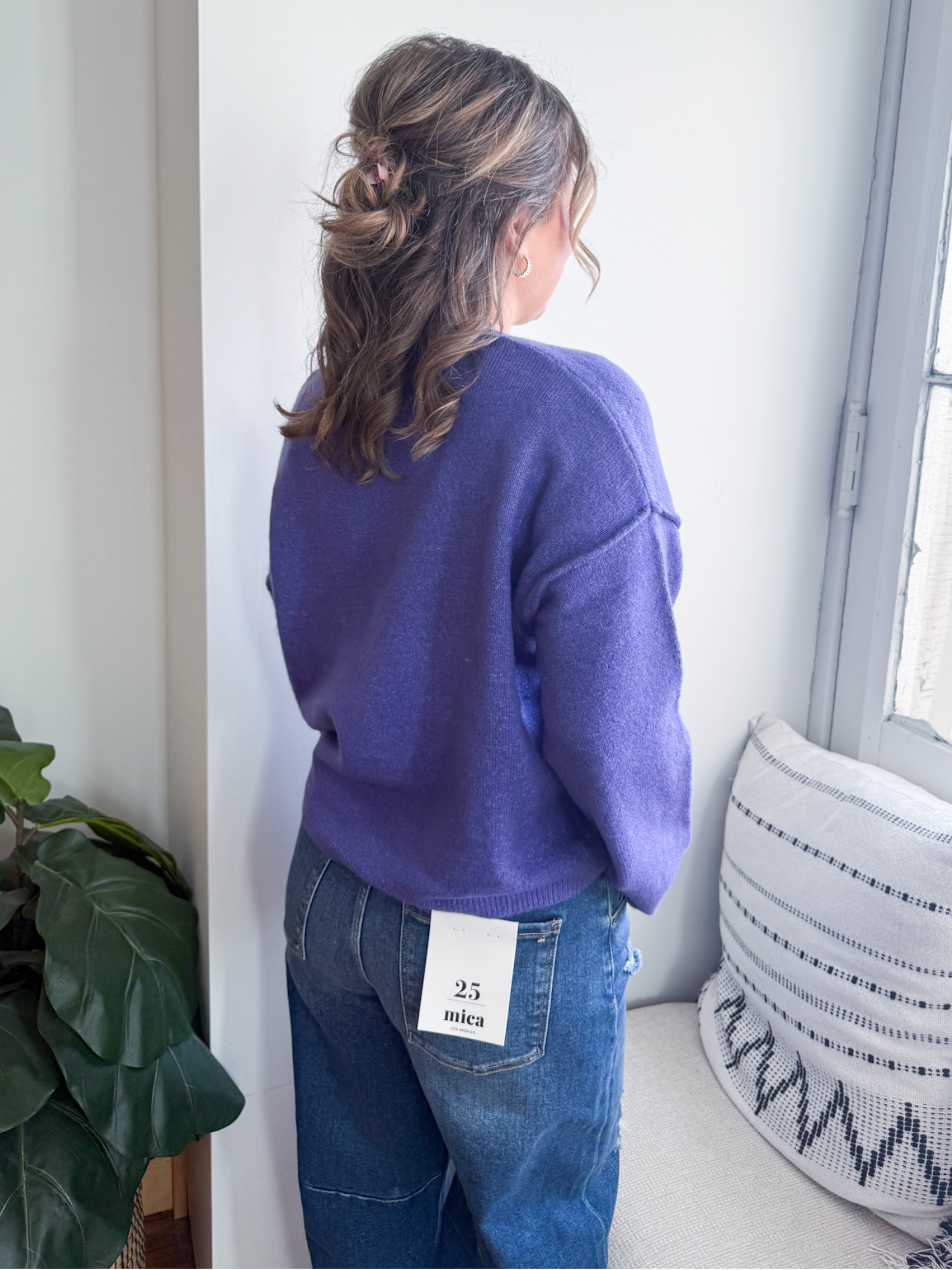 Maude Roll Neck Cardigan - Purple - The Collective Rose