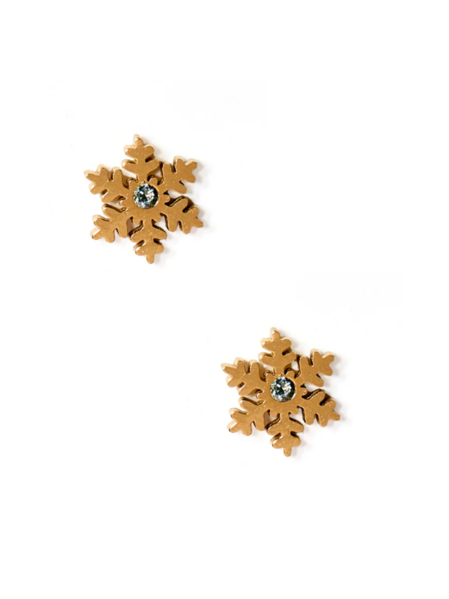 Gold Snowflake Screwback Stud Earrings
