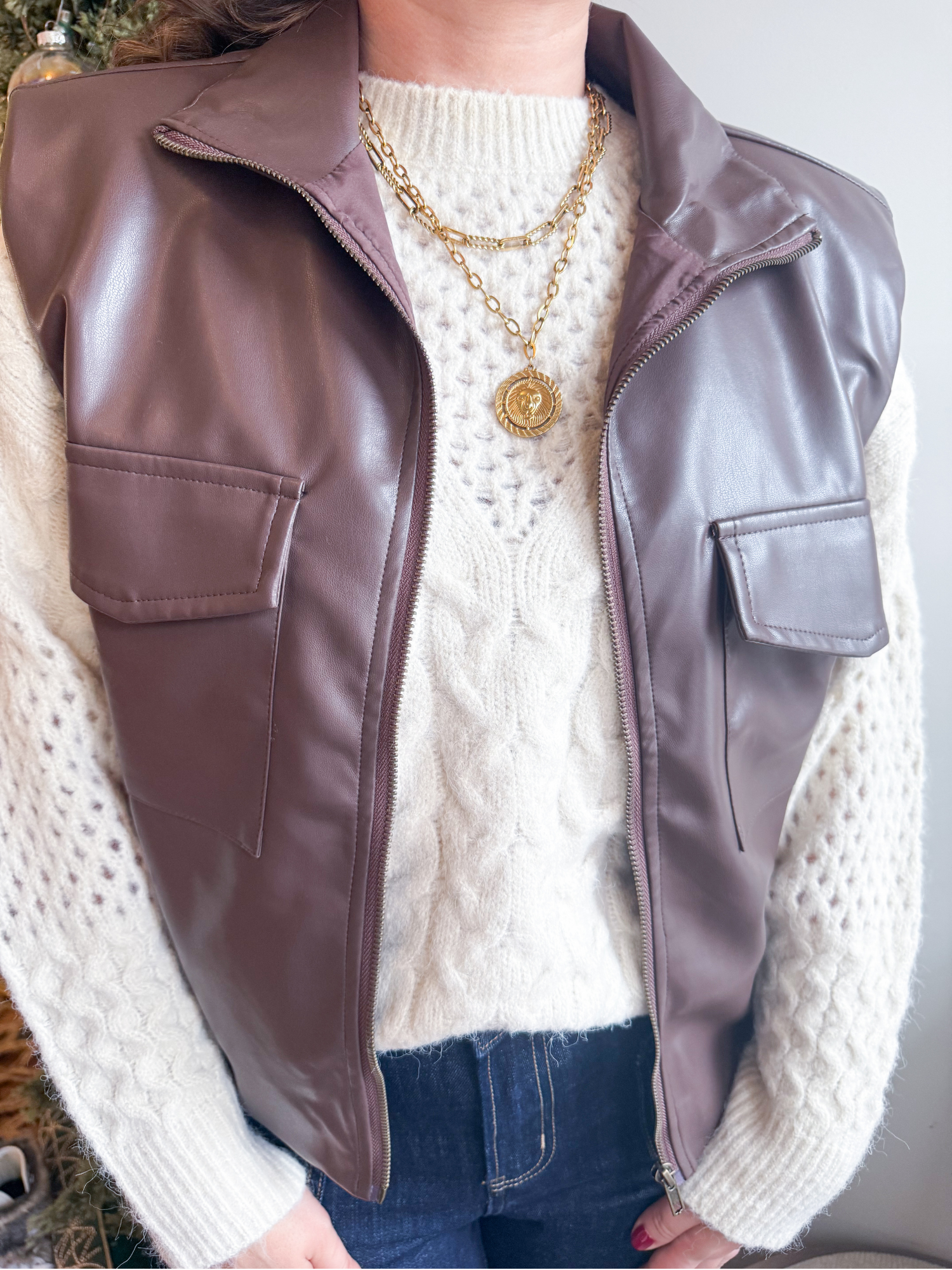 Tasha Faux Leather Vest