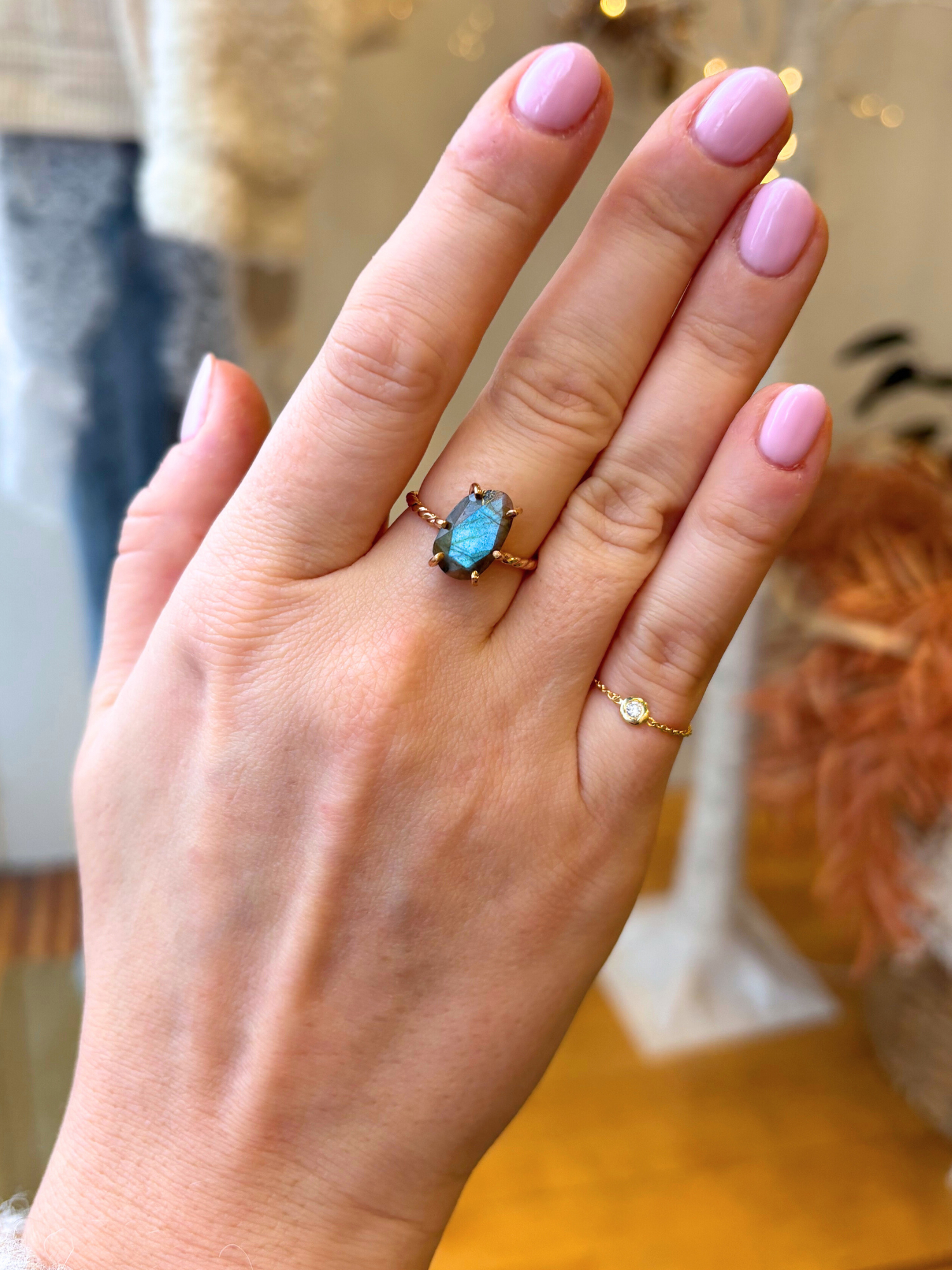 Labradorite Claw Set Ring - The Collective Rose