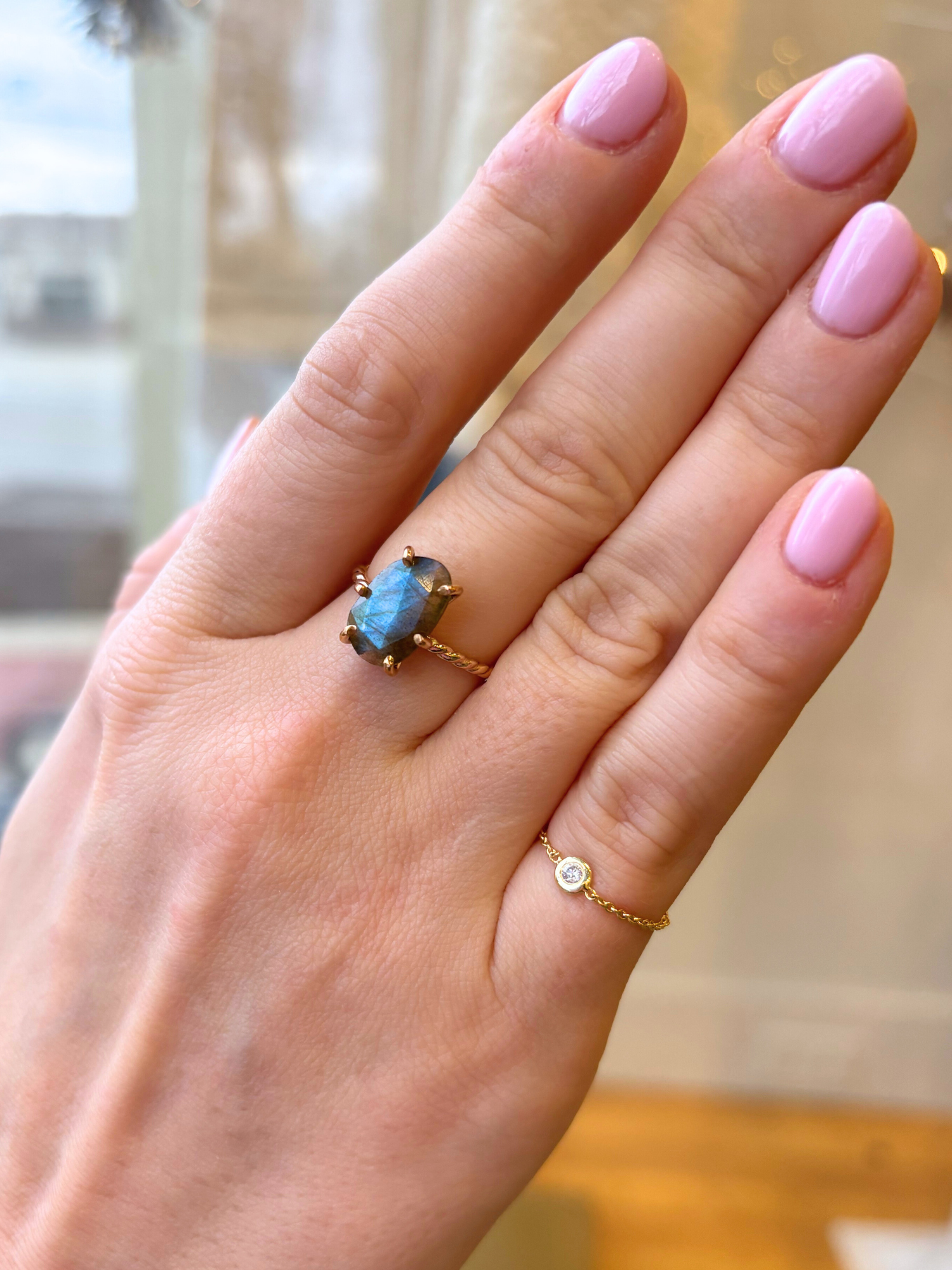 Labradorite Claw Set Ring - The Collective Rose
