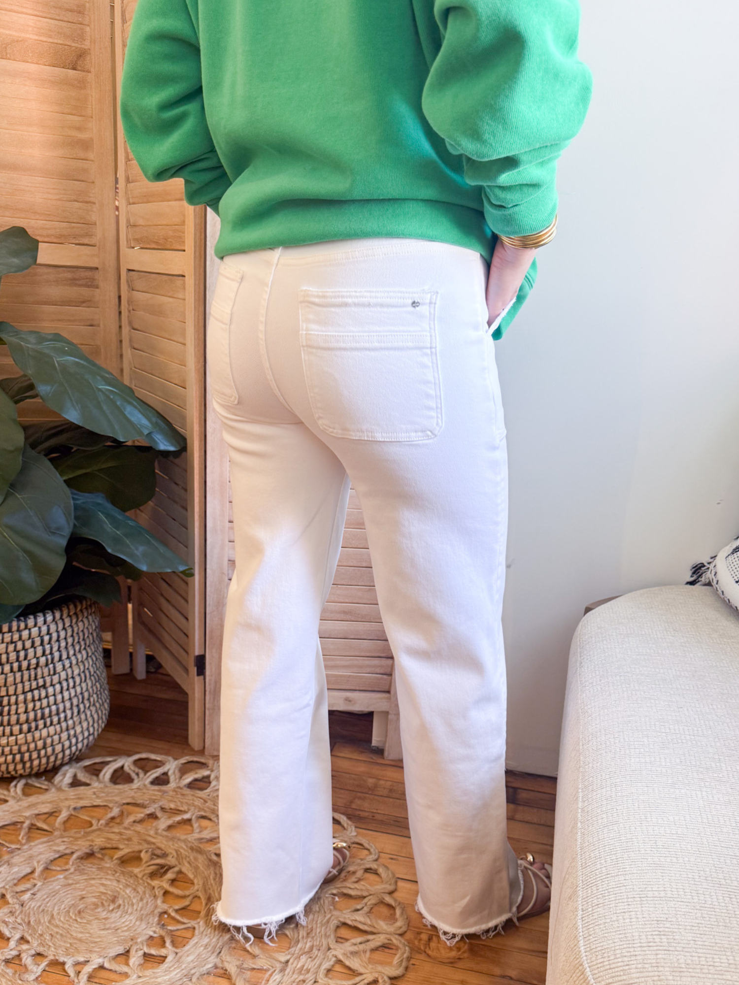 High Rise Wide Leg White Jeans - The Collective Rose