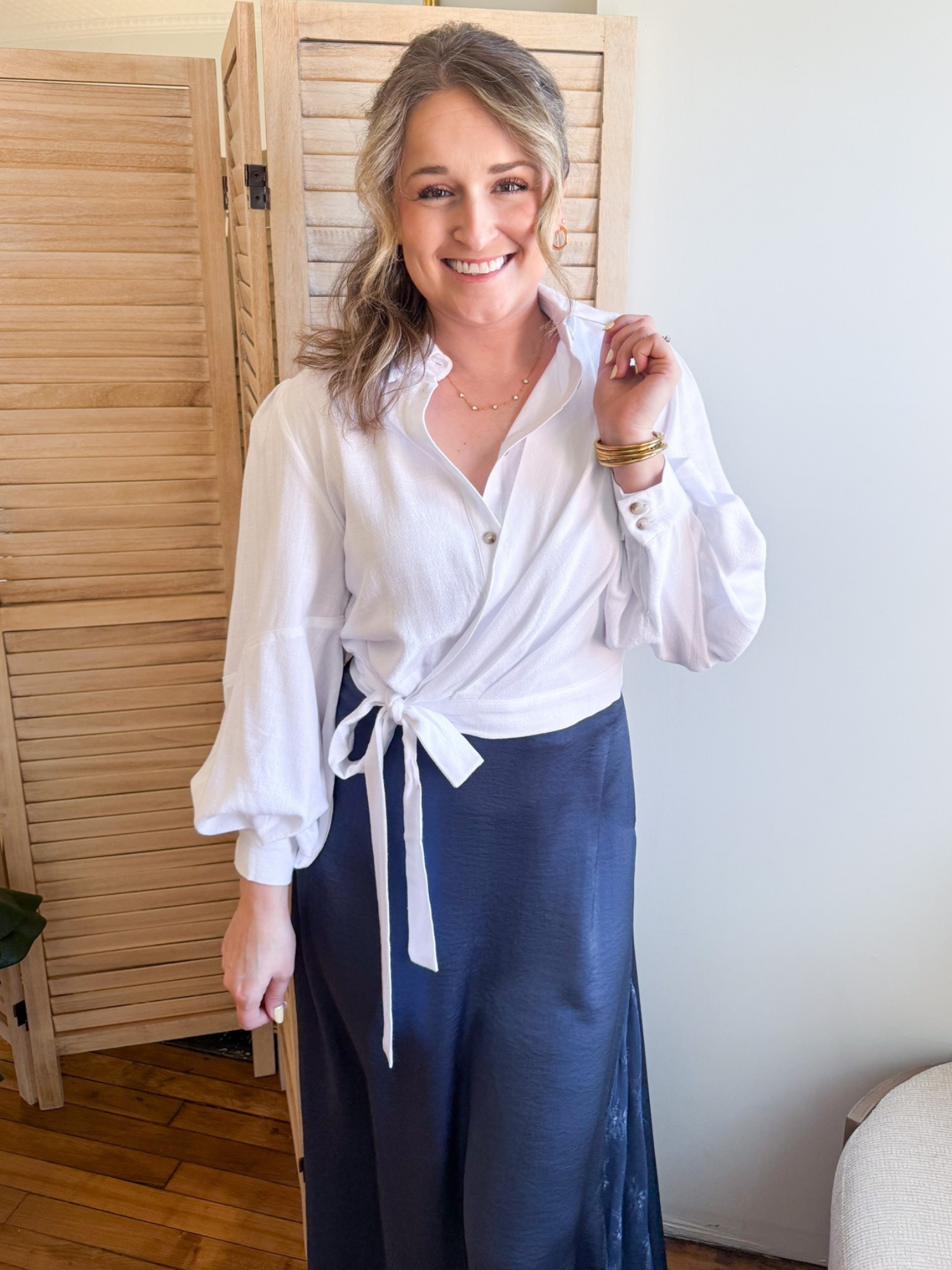 Saylor Front Tie Blouse - The Collective Rose