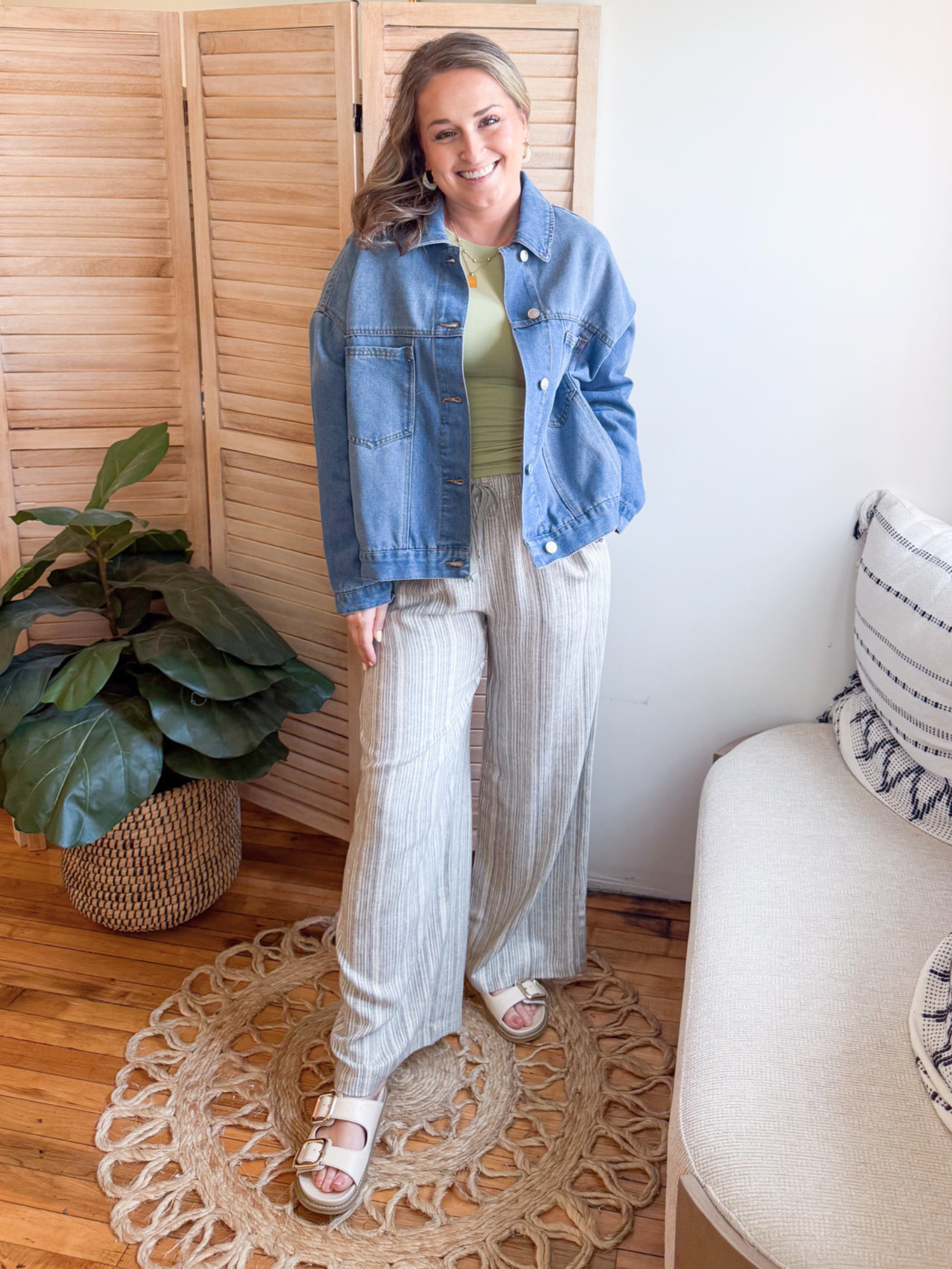 Haven Wide Leg Striped Pants - The Collective Rose