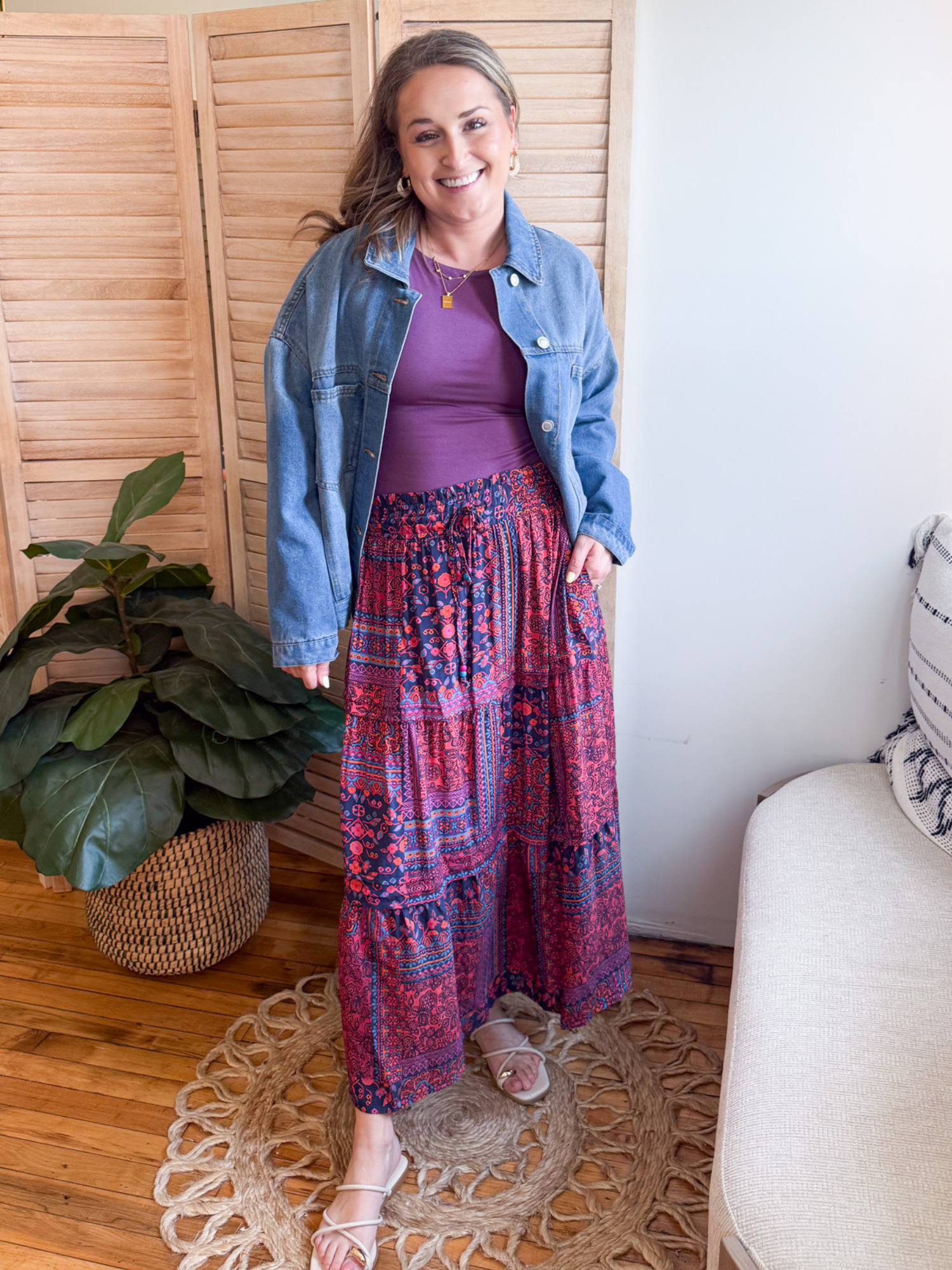 Alaina Printed Midi Skirt - The Collective Rose