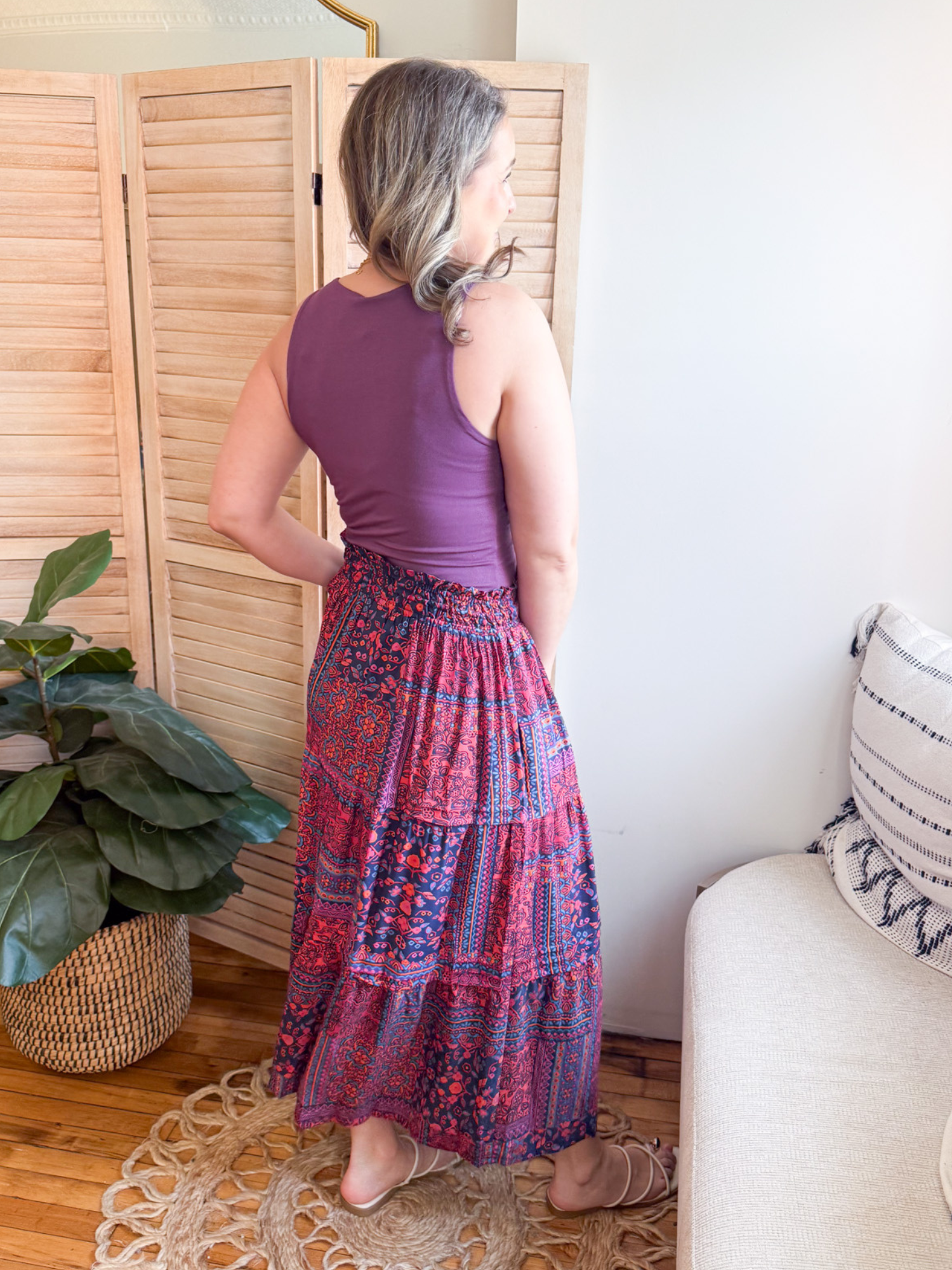 Alaina Printed Midi Skirt - The Collective Rose