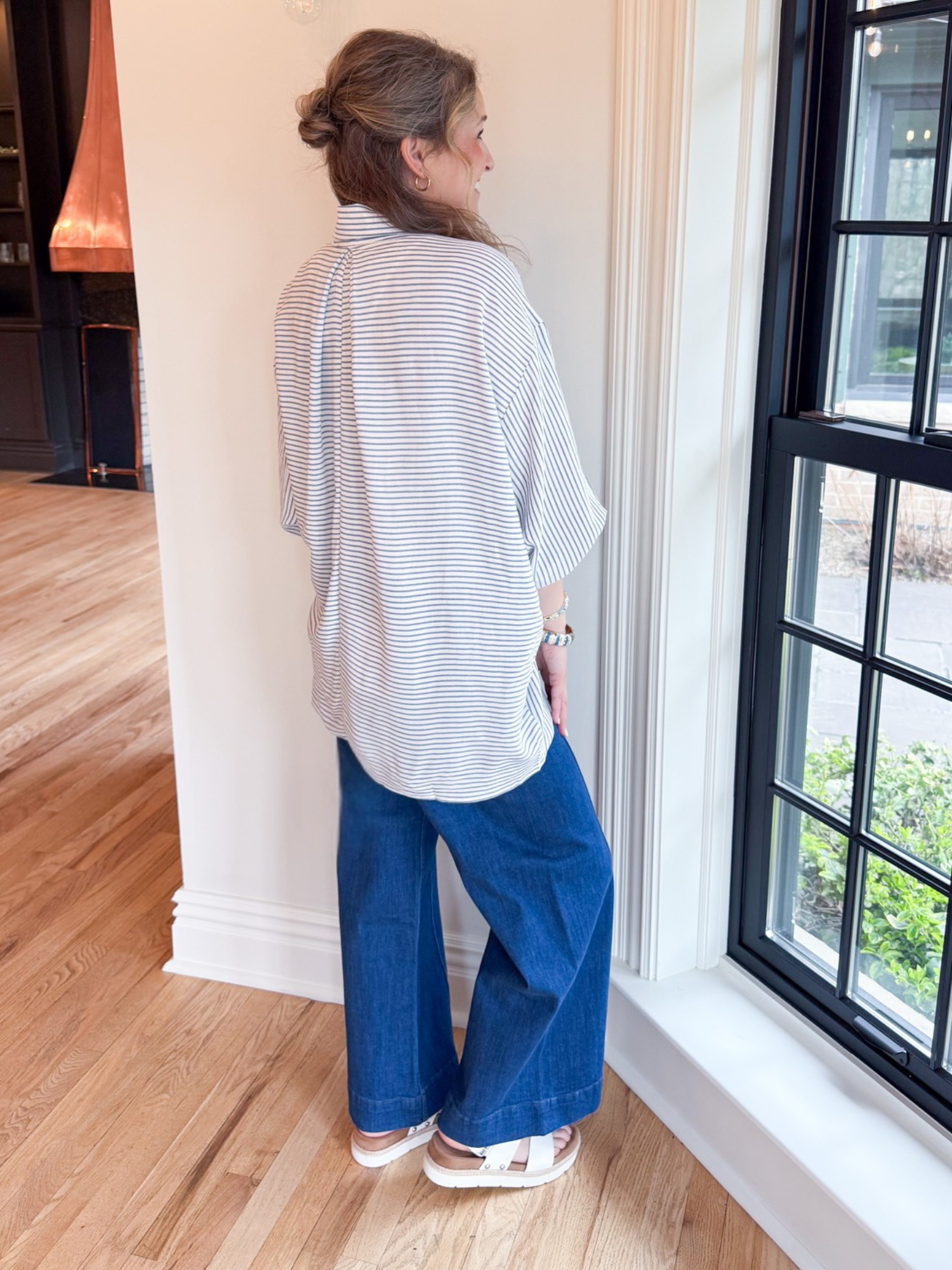 Averie Striped Button Down - Blue - The Collective Rose