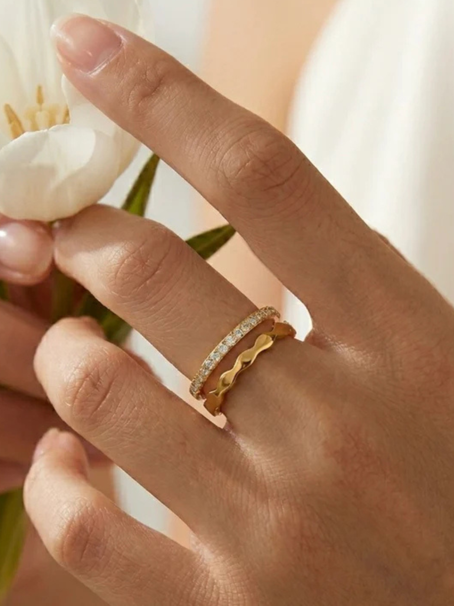 CZ Double Layer Ring - The Collective Rose