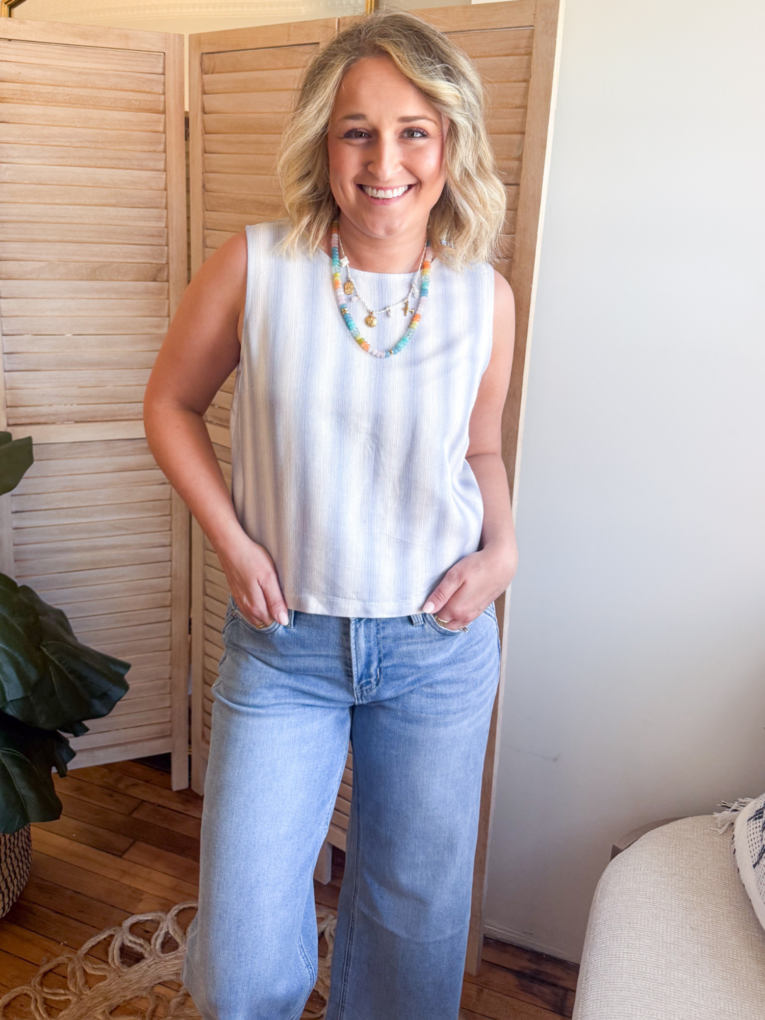 Lucy Striped Tank Top - Blue