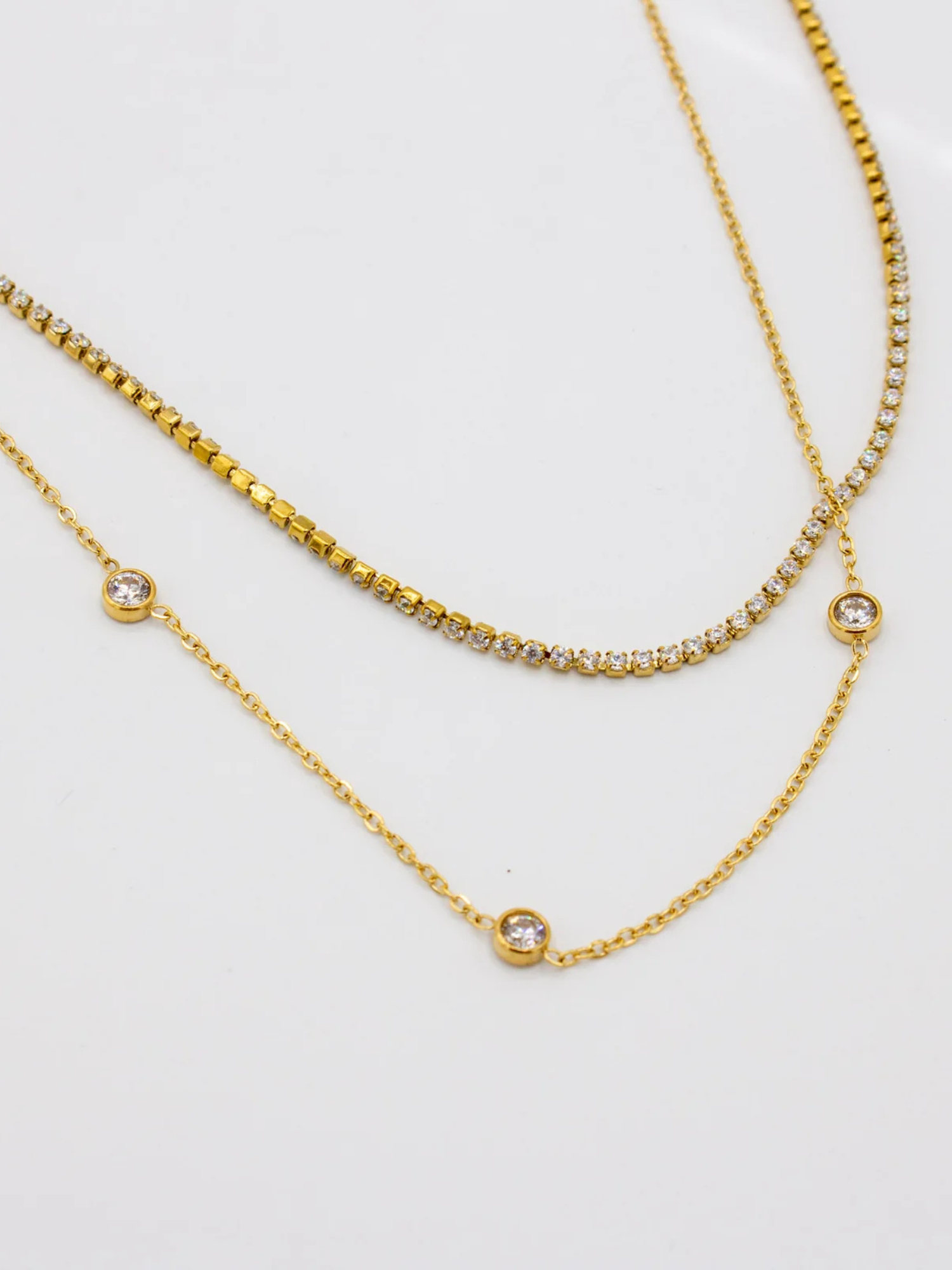 Double Layered CZ Necklace