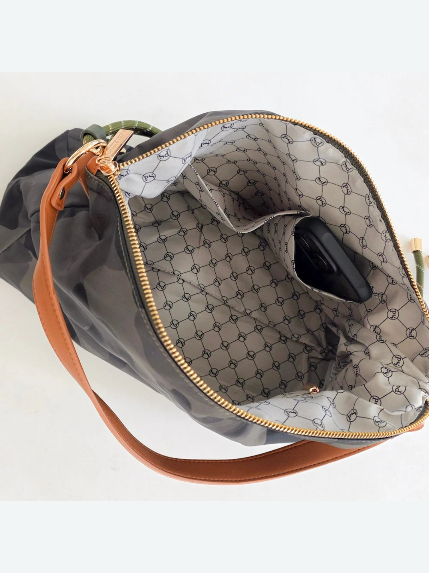 Nikki Nylon Slouchy Shoulder Bag - Camo