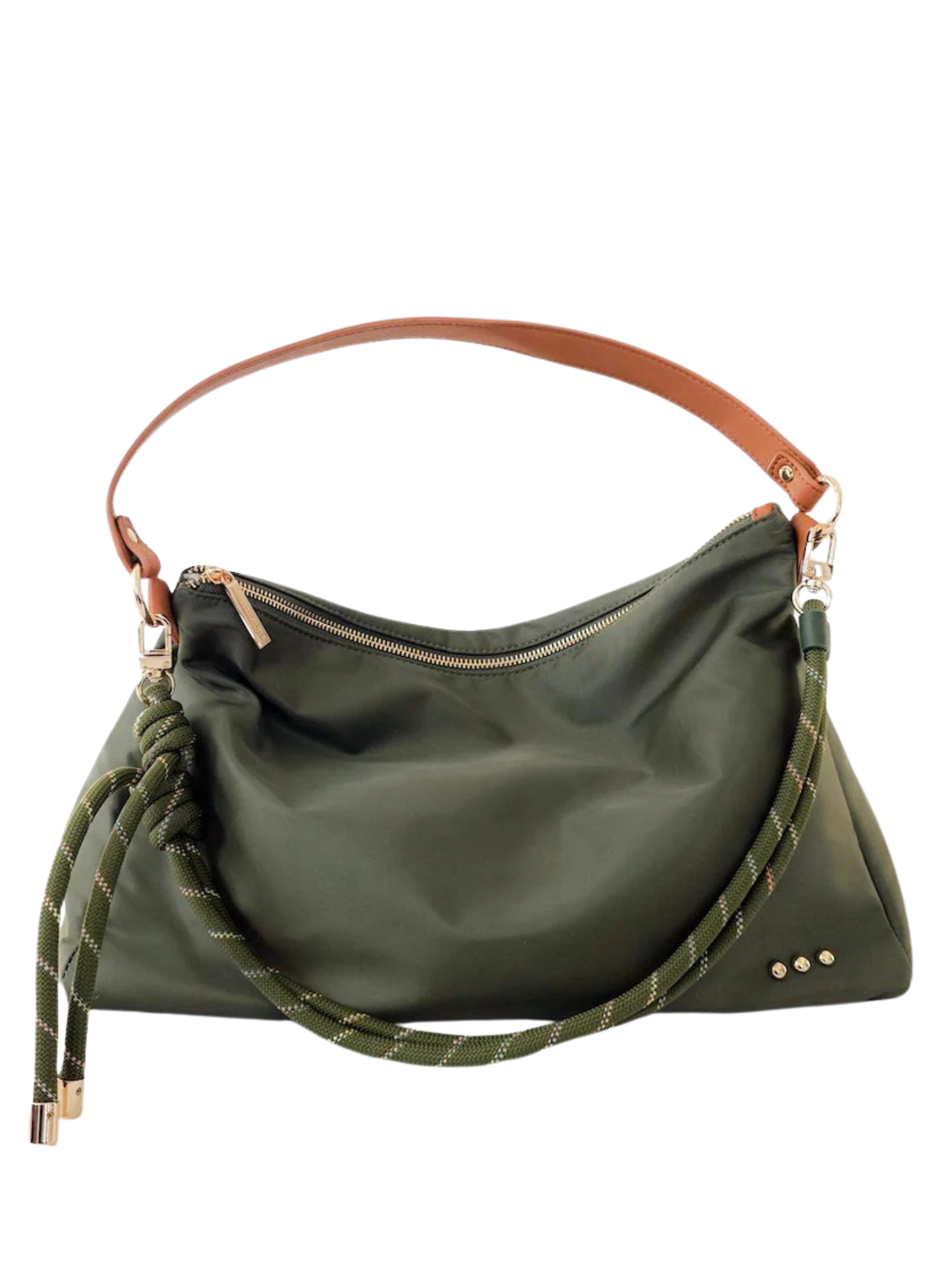 Nikki Nylon Slouchy Shoulder Bag - Olive
