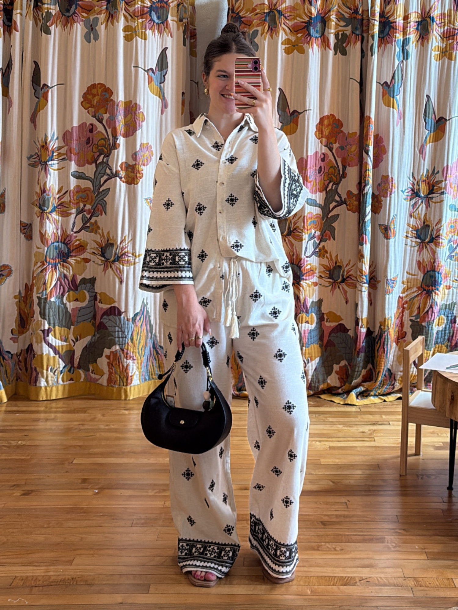 Hazel Embroidered Wide Leg Pants