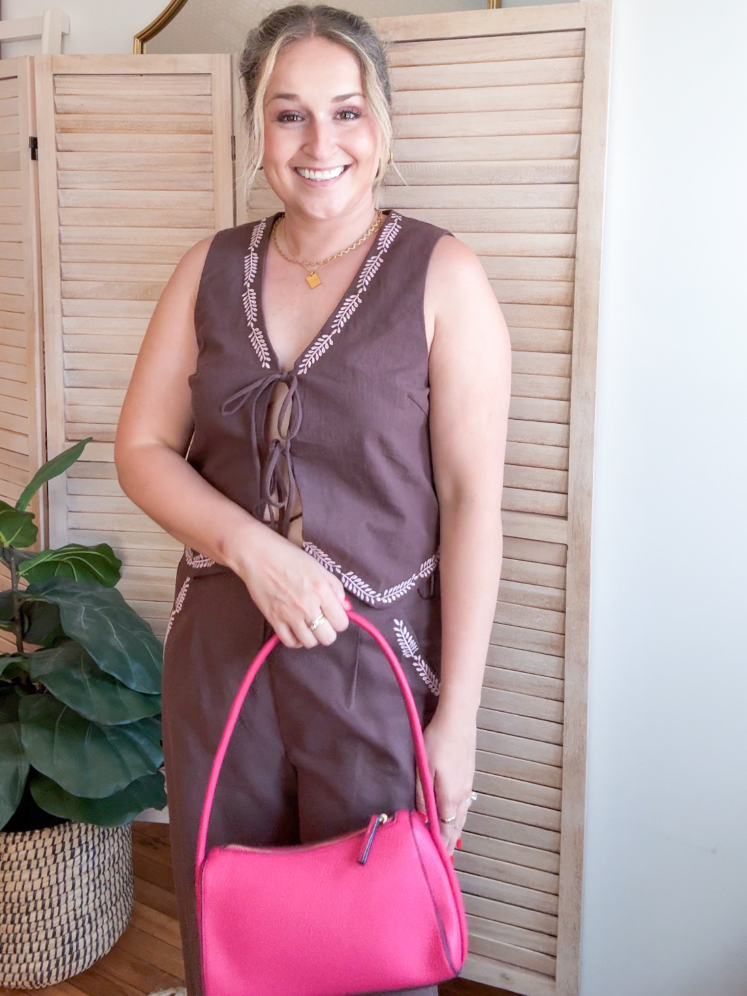 Leona Baguette Shoulder Bag - Berry