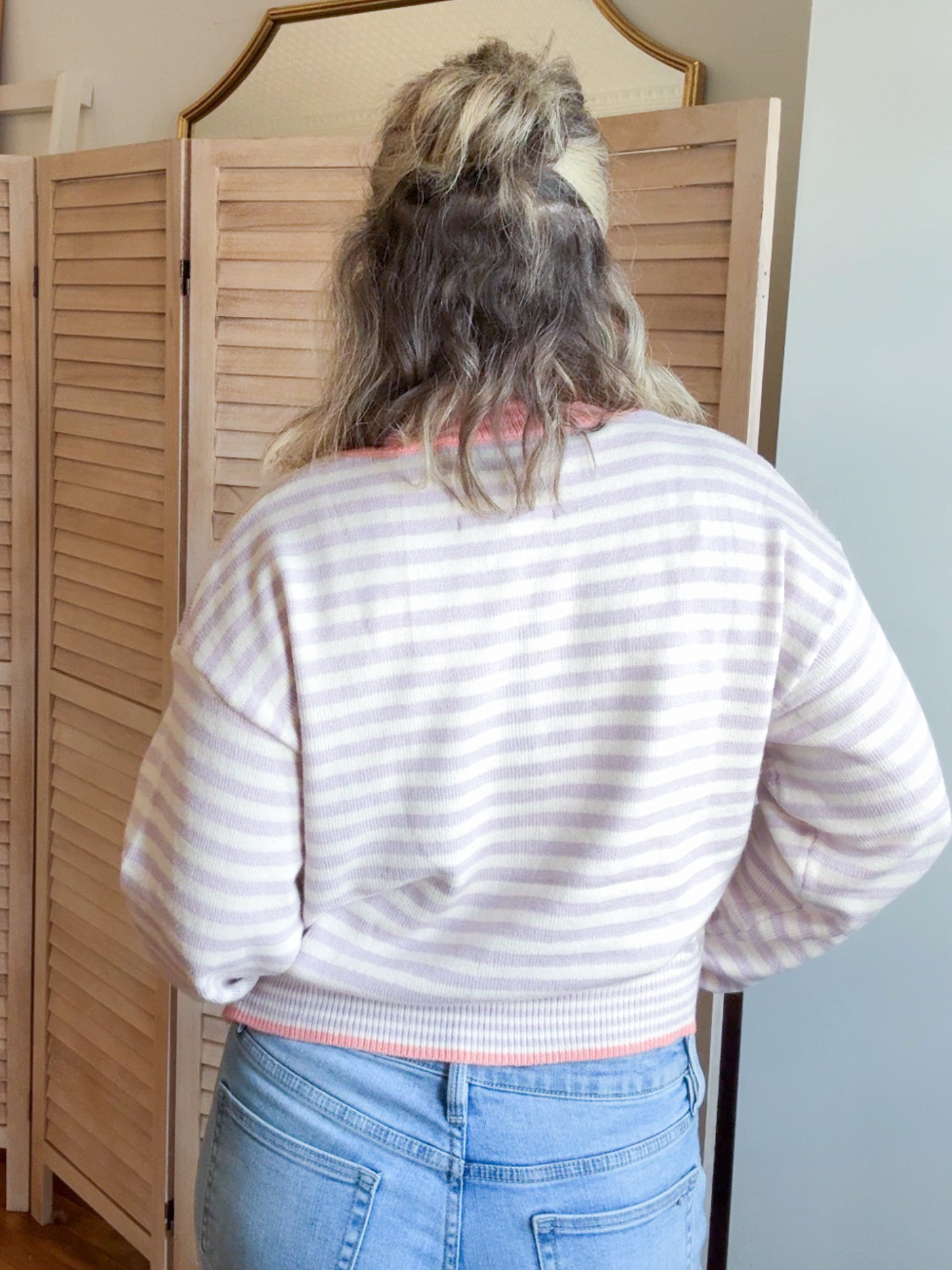 Tanna Striped Cardigan - Almond Lavender