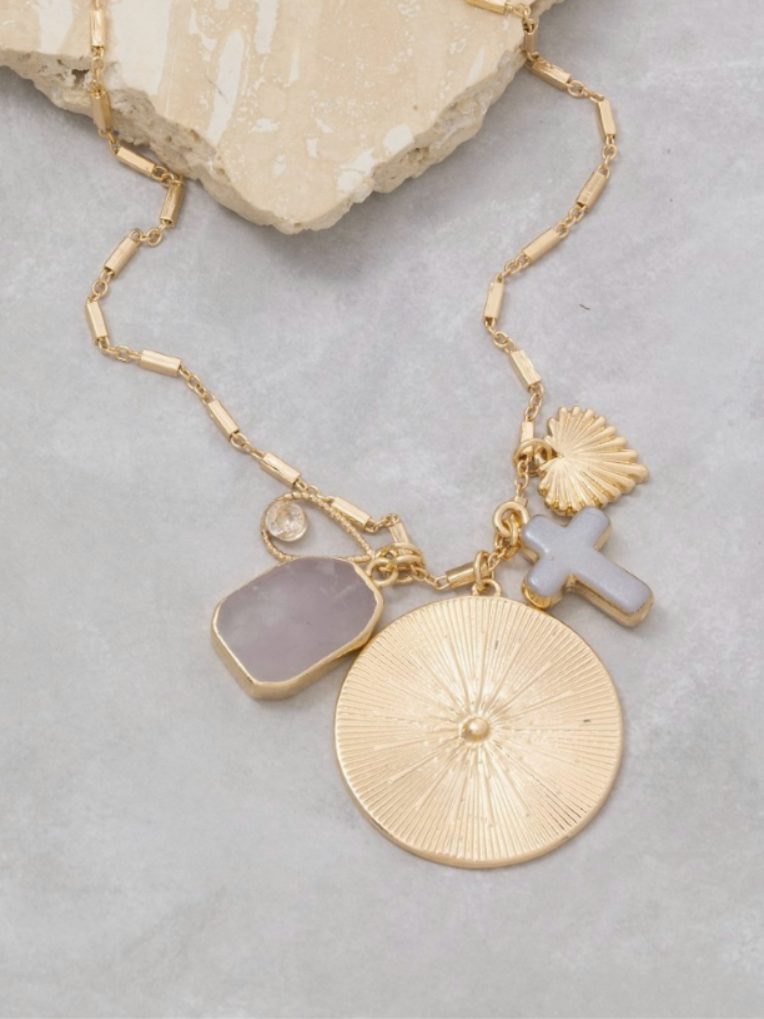 Cross & Heart Pendant Necklace